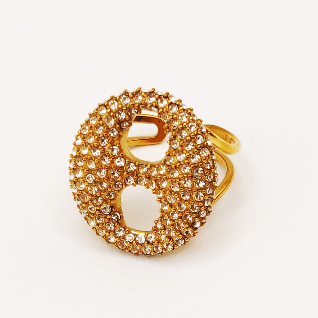 Bague Grande Graine de Café Full Cristaux