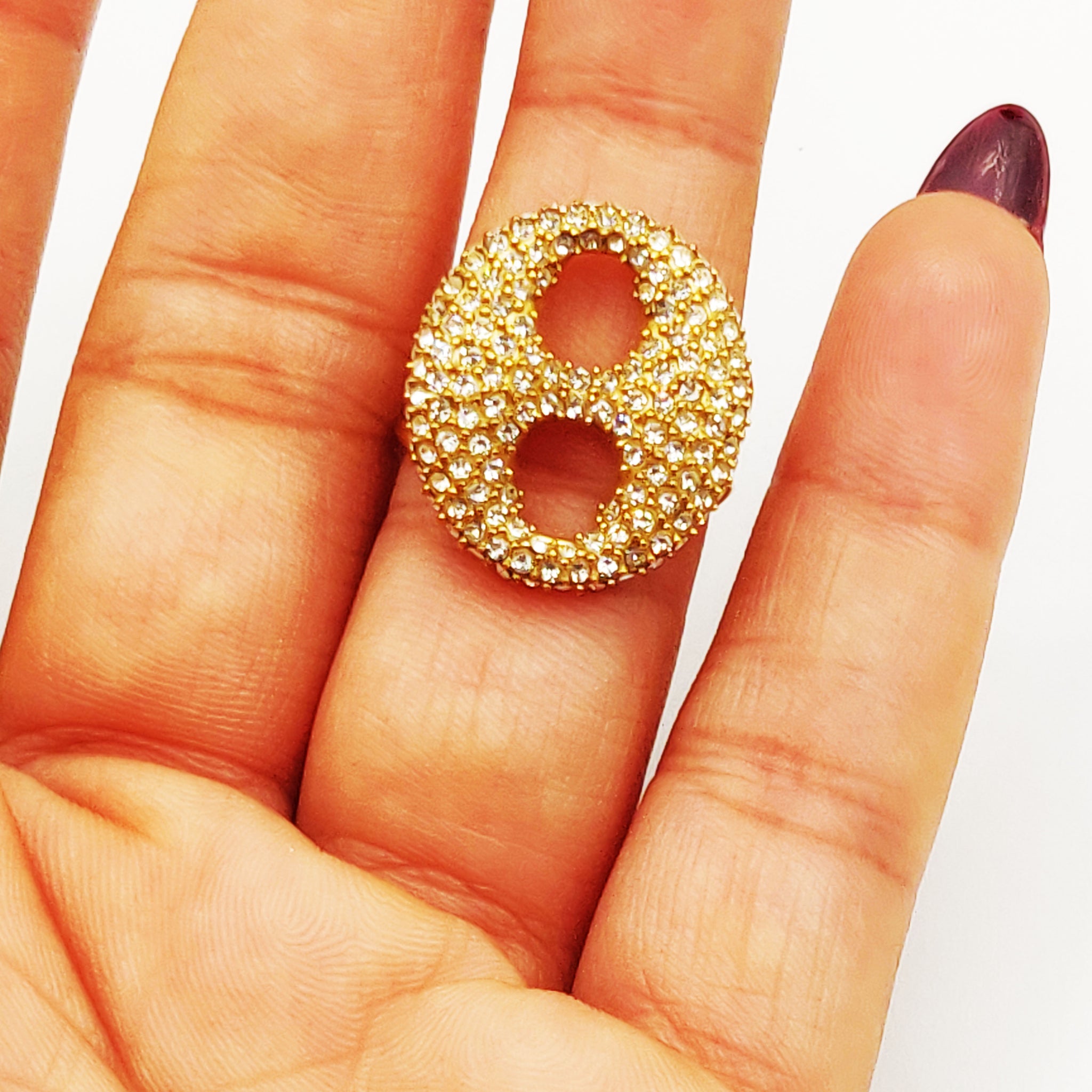 Bague Grande Graine de Café Full Cristaux