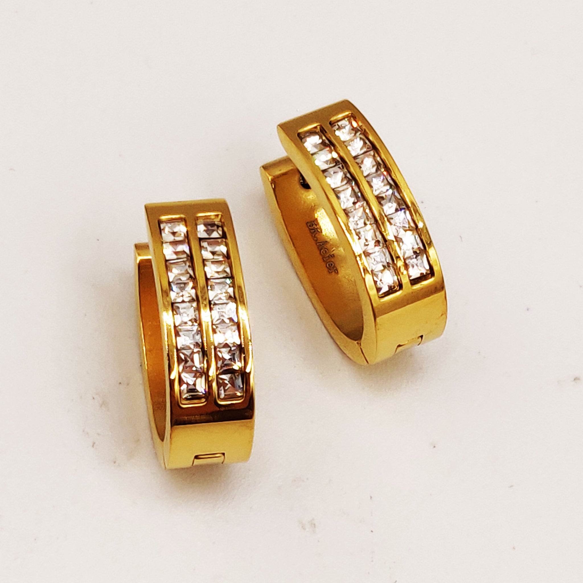 Boucles d'oreilles Créoles Double Lignes Cristaux