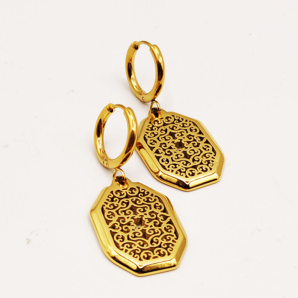 Boucles d'oreilles Torsade Grand Cadran Motifs Orientaux Luxe
