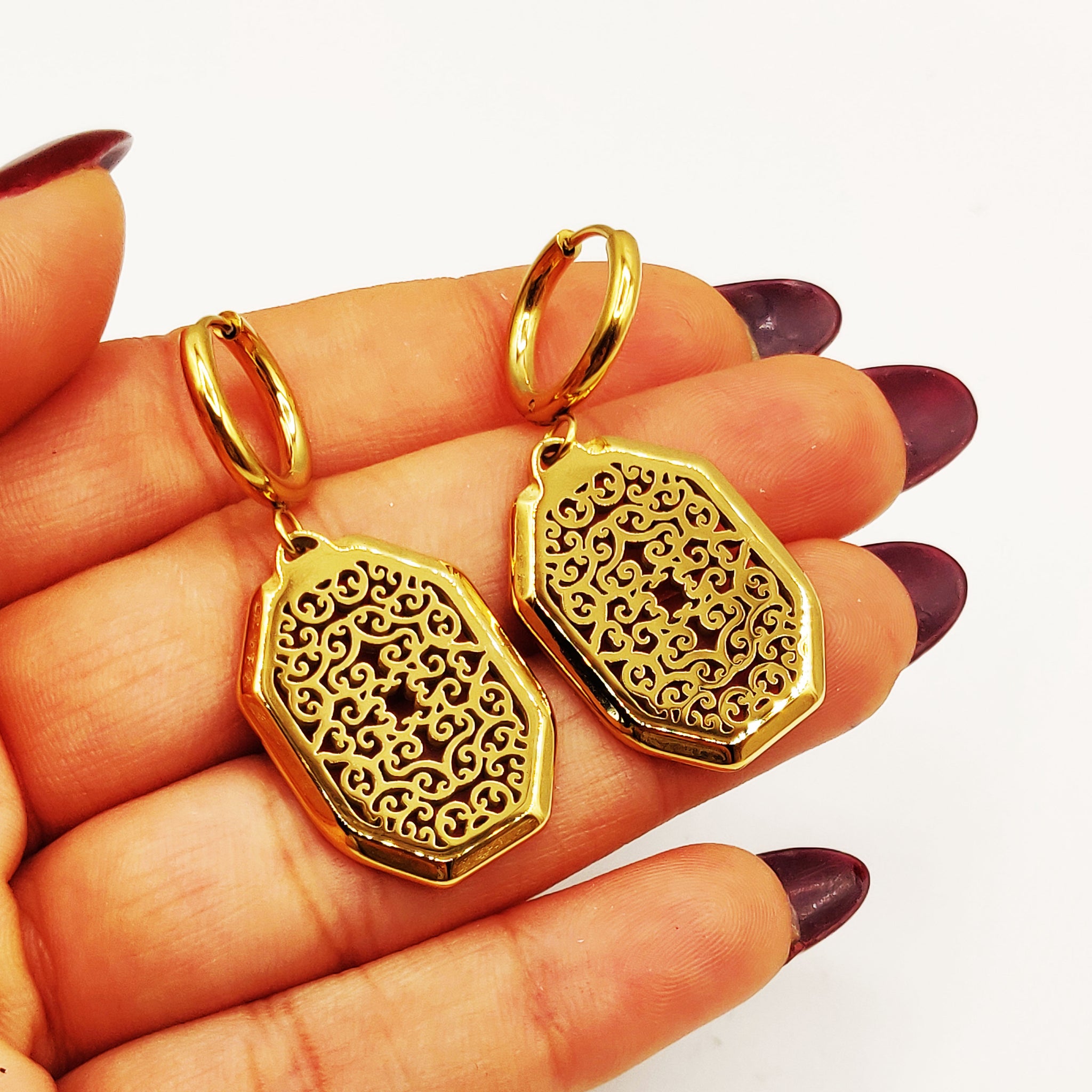 Boucles d'oreilles Torsade Grand Cadran Motifs Orientaux Luxe