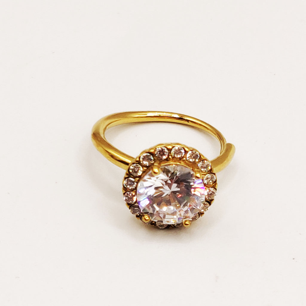 Bague Grand Cristal Rond Tour Cristaux