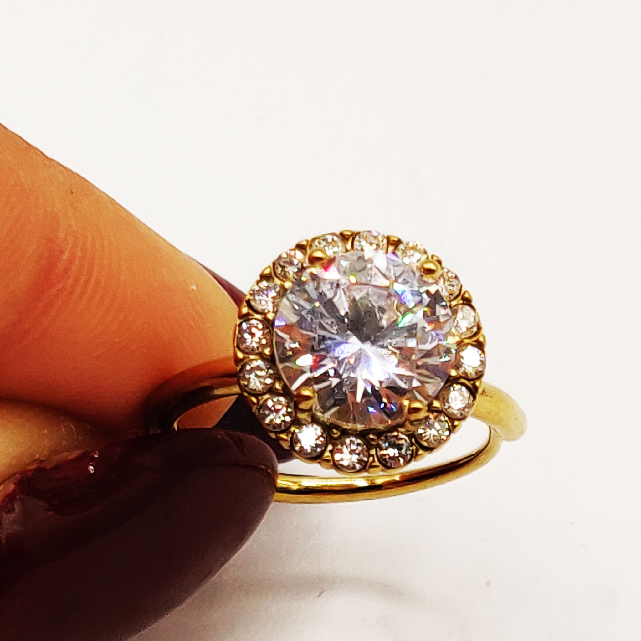 Bague Grand Cristal Rond Tour Cristaux