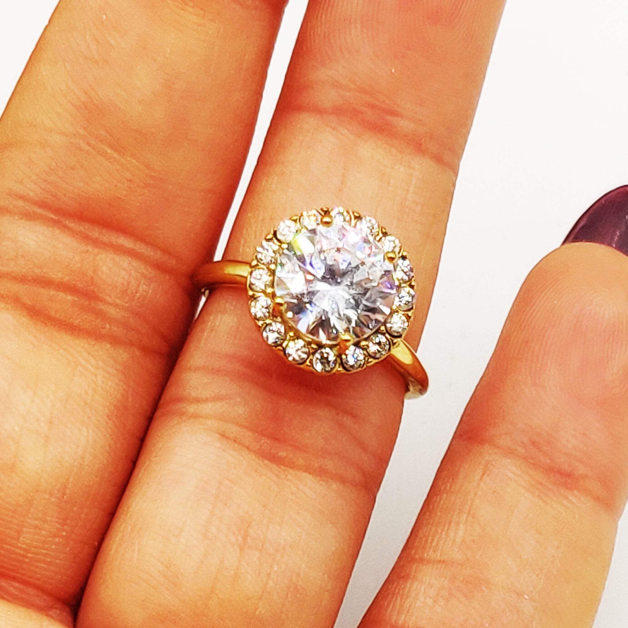 Bague Grand Cristal Rond Tour Cristaux