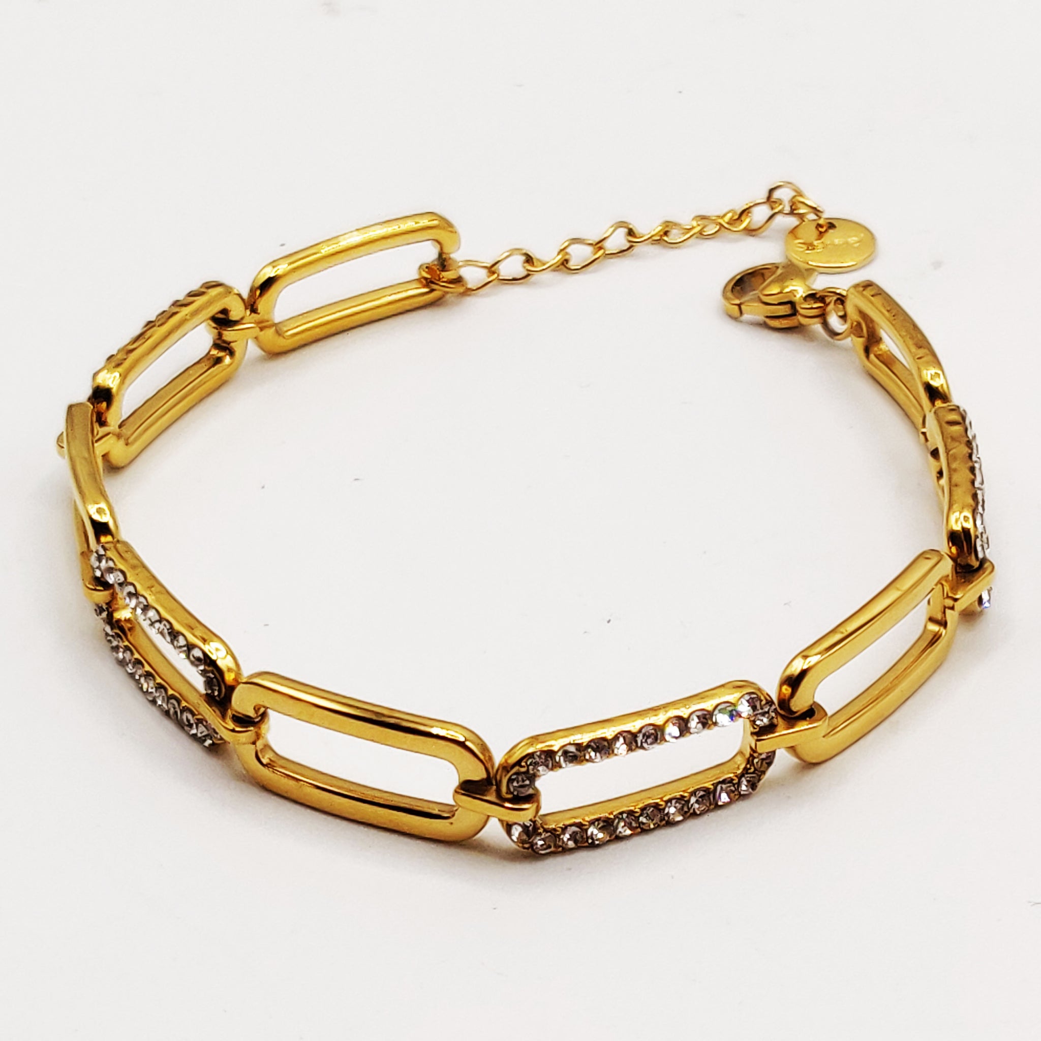 Bracelet Chaîne Rectangle Ovale Cristaux Luxe