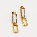 Boucles d'oreilles Chaîne Rectangle Ovale Cristaux Luxe