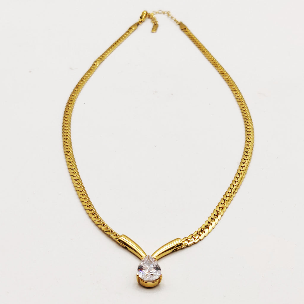 Collier Tresse Resserrée Goutte Cristal Luxe
