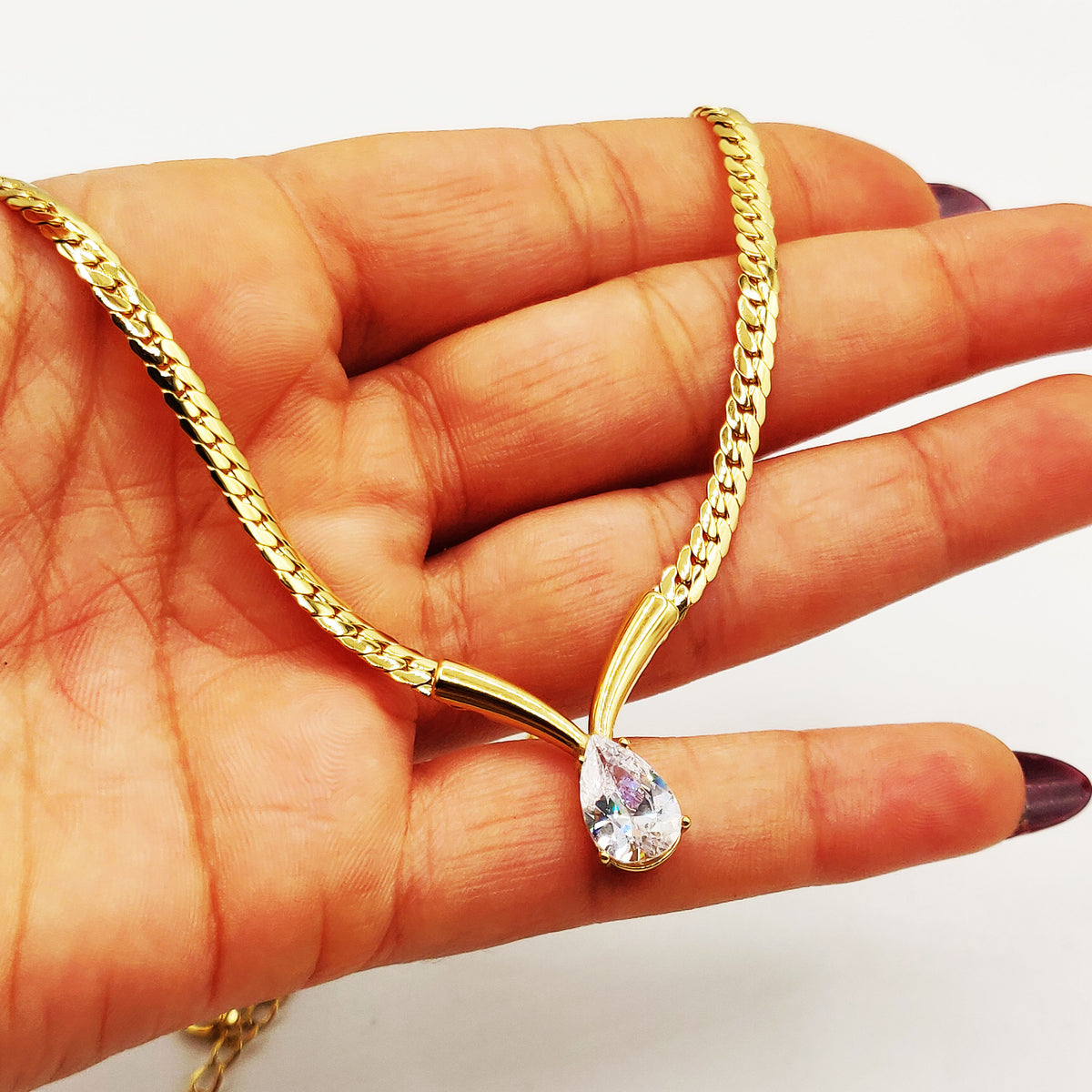 Collier Tresse Resserrée Goutte Cristal Luxe