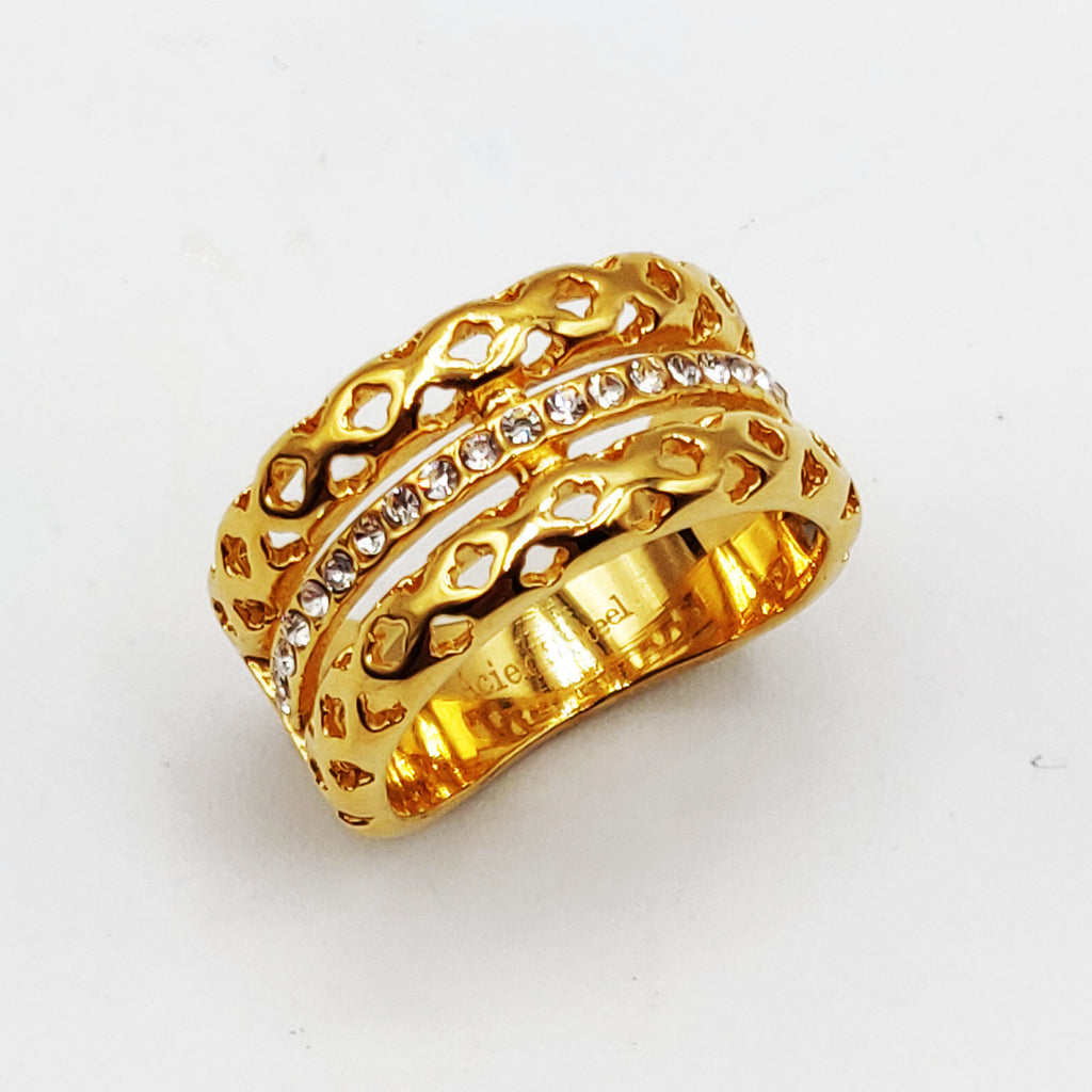 Bague Motifs Orientaux Ligne Cristaux Luxe