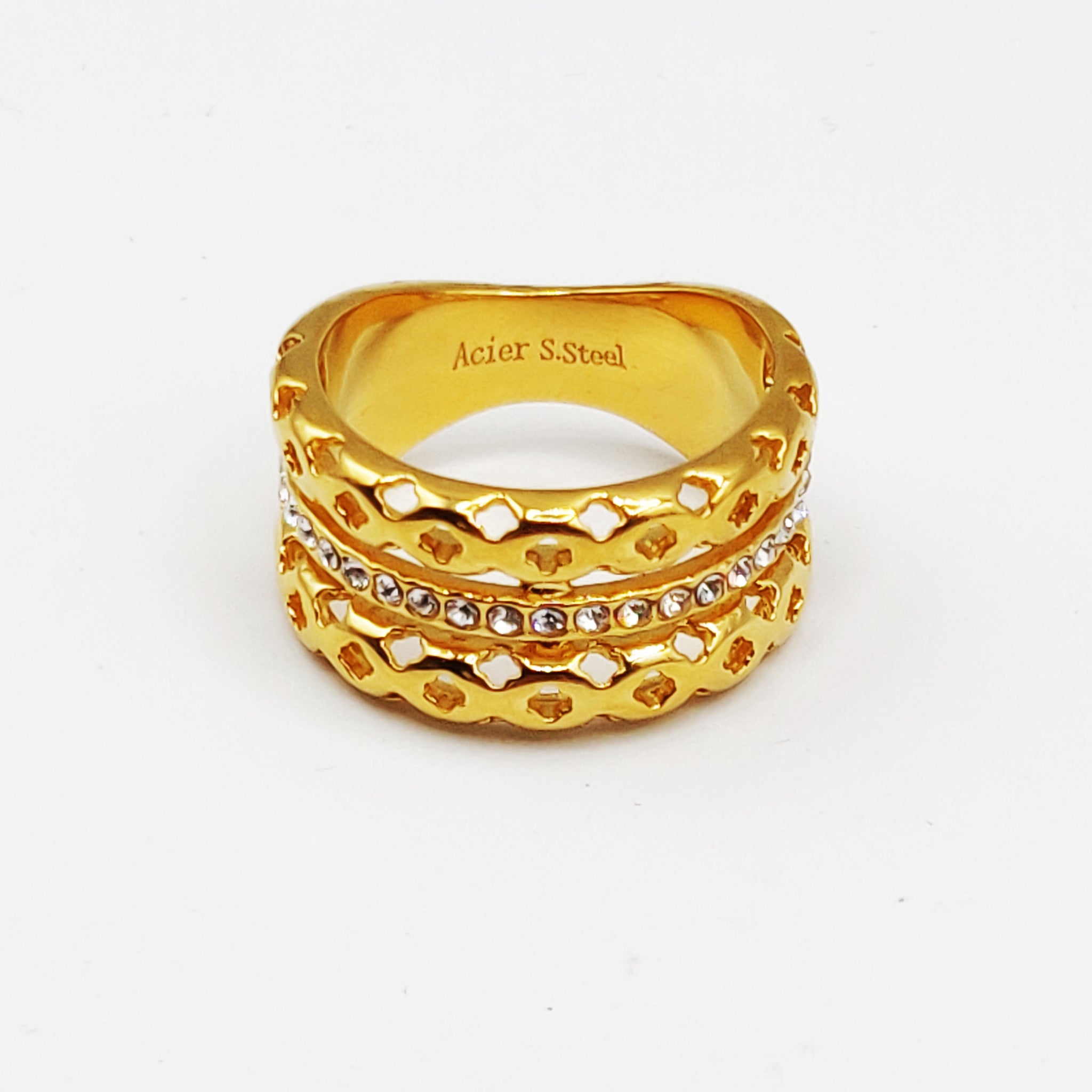 Bague Motifs Orientaux Ligne Cristaux Luxe