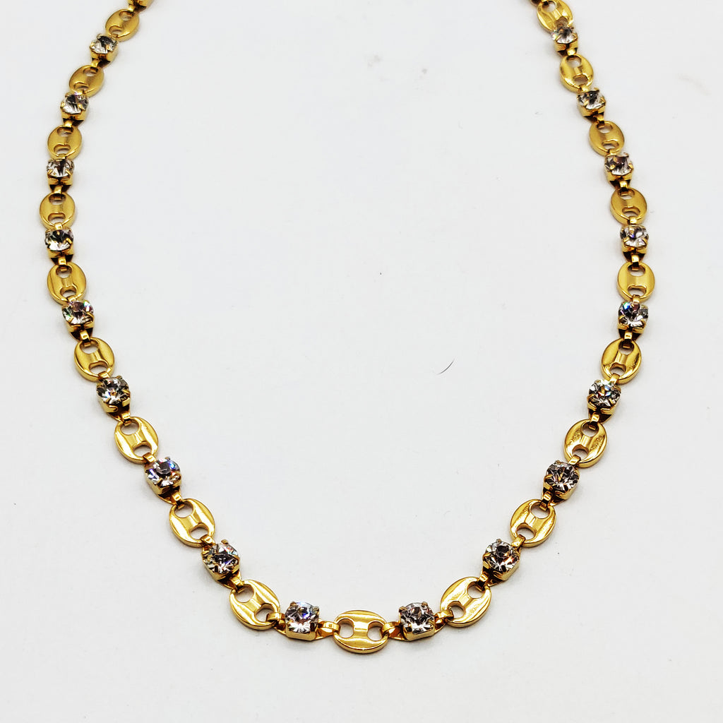 Collier Multi Graines de Café et Gros Cristaux Luxe