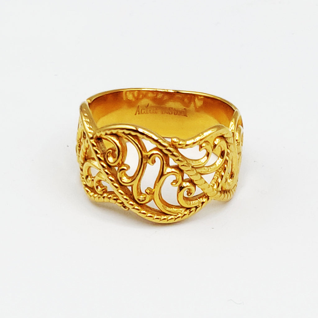 Bague Motifs Orientaux Vague Dorée Luxe