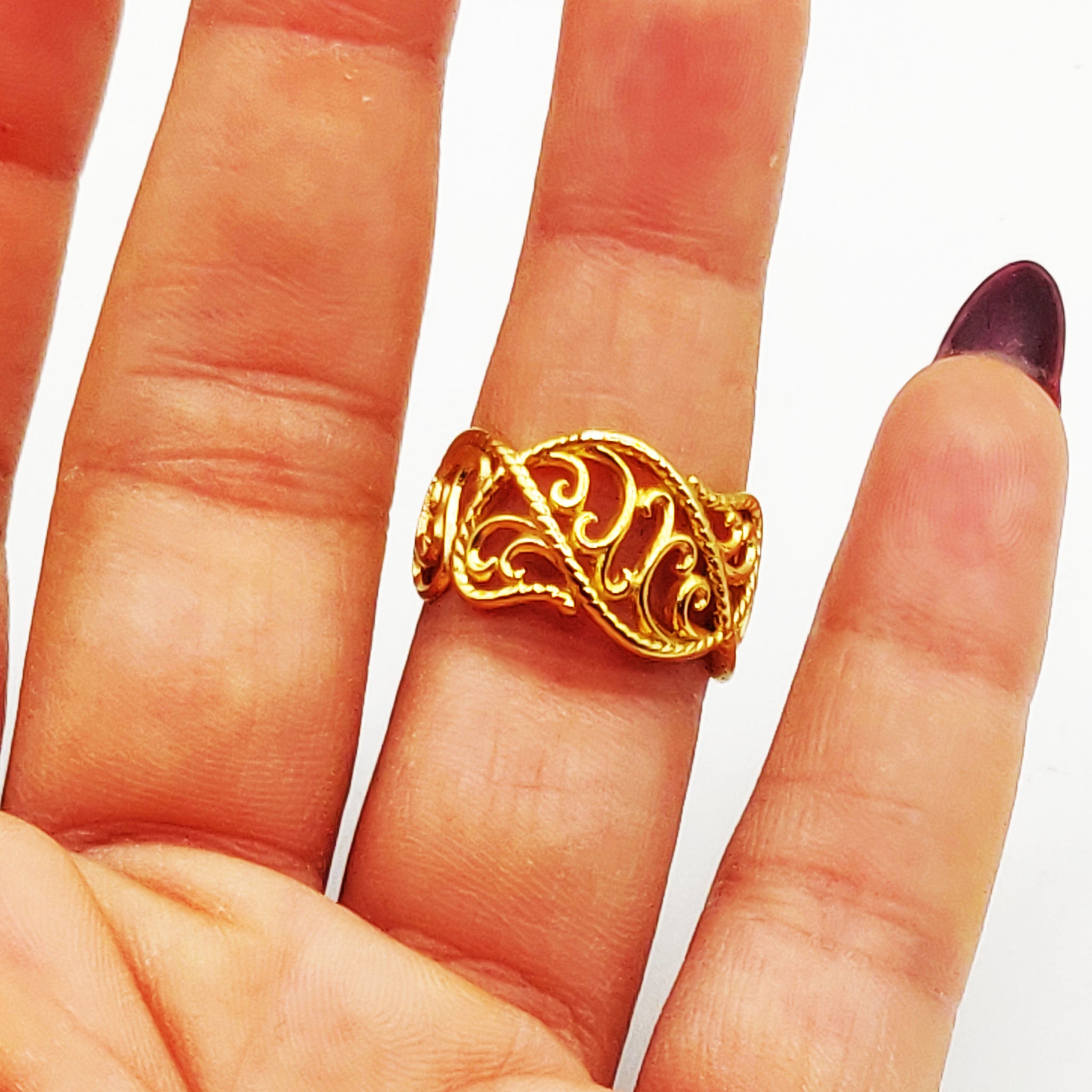 Bague Motifs Orientaux Vague Dorée Luxe