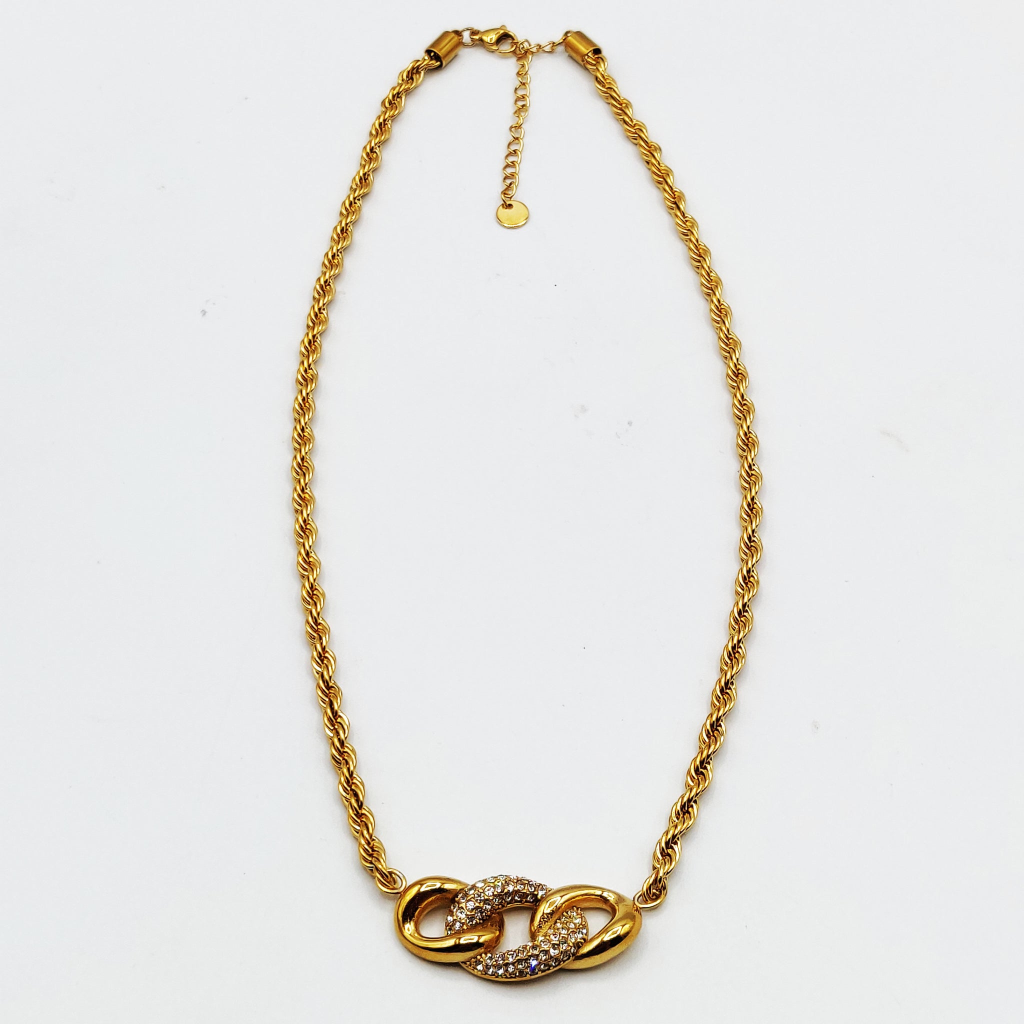 Collier Tresse Maillon Cristaux