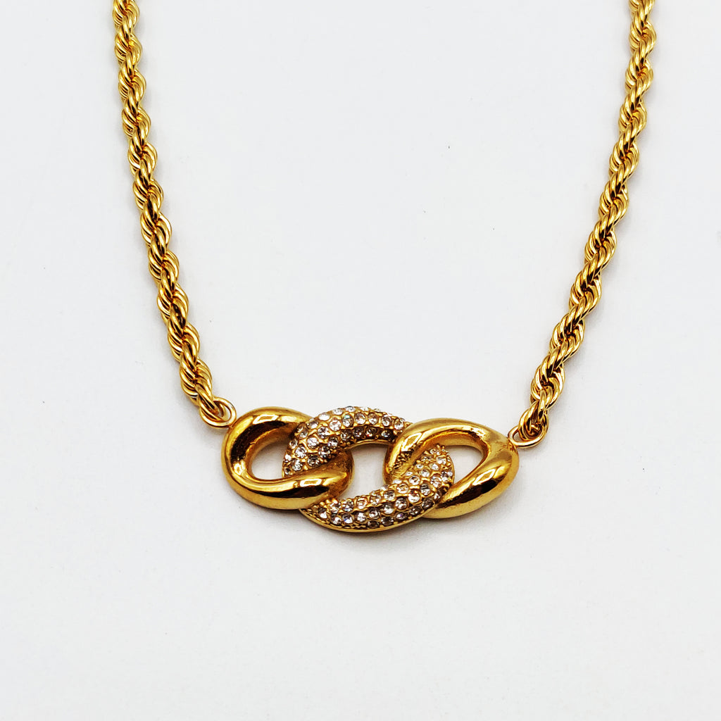 Collier Tresse Maillon Cristaux