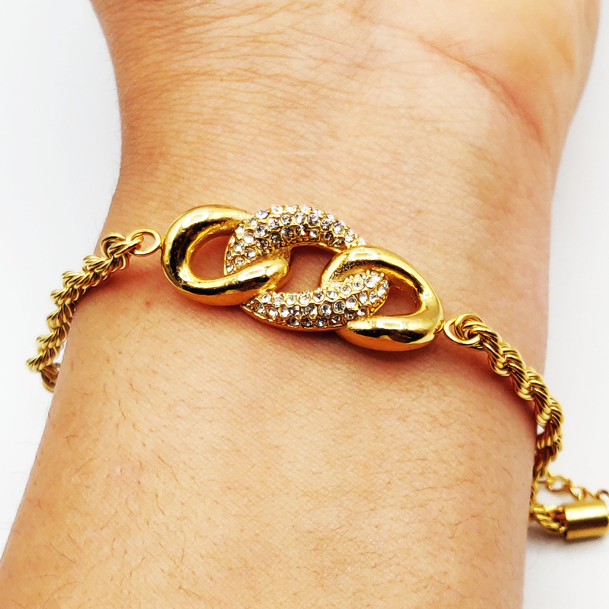 Bracelet Tresse Maillon Cristaux