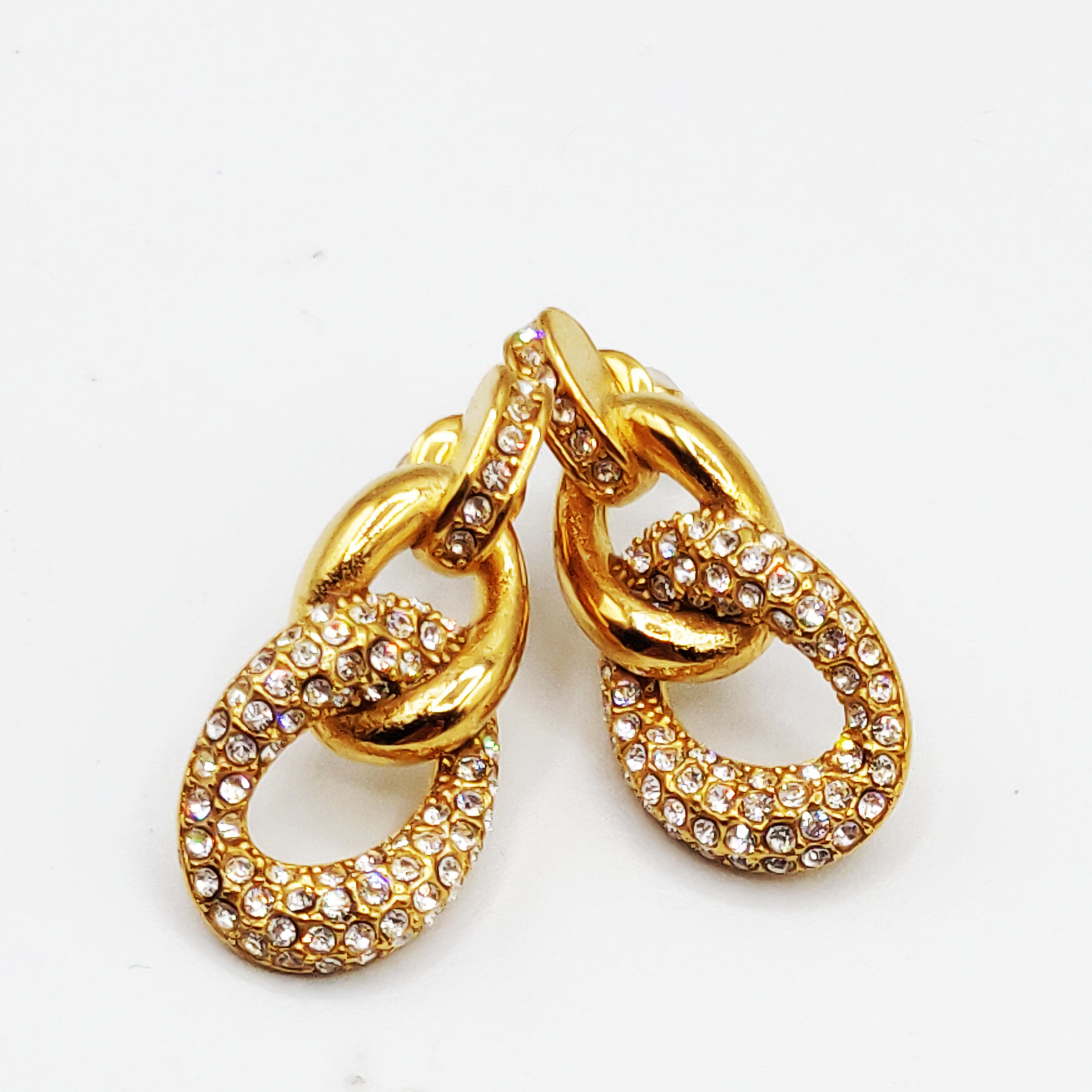 Boucles d'oreilles Tresse Maillon Cristaux