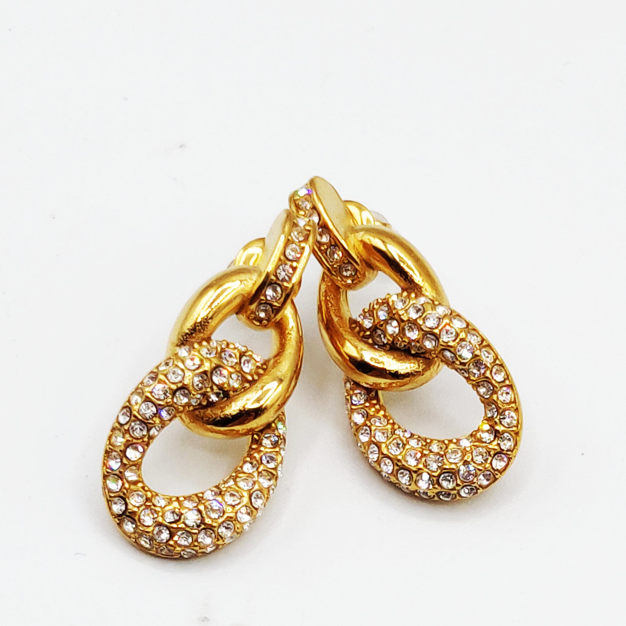 Boucles d'oreilles Tresse Maillon Cristaux