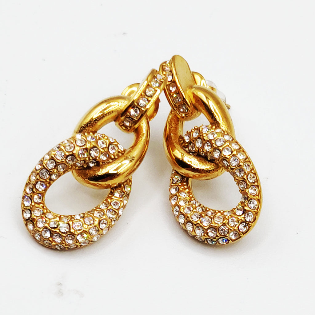 Boucles d'oreilles Tresse Maillon Cristaux