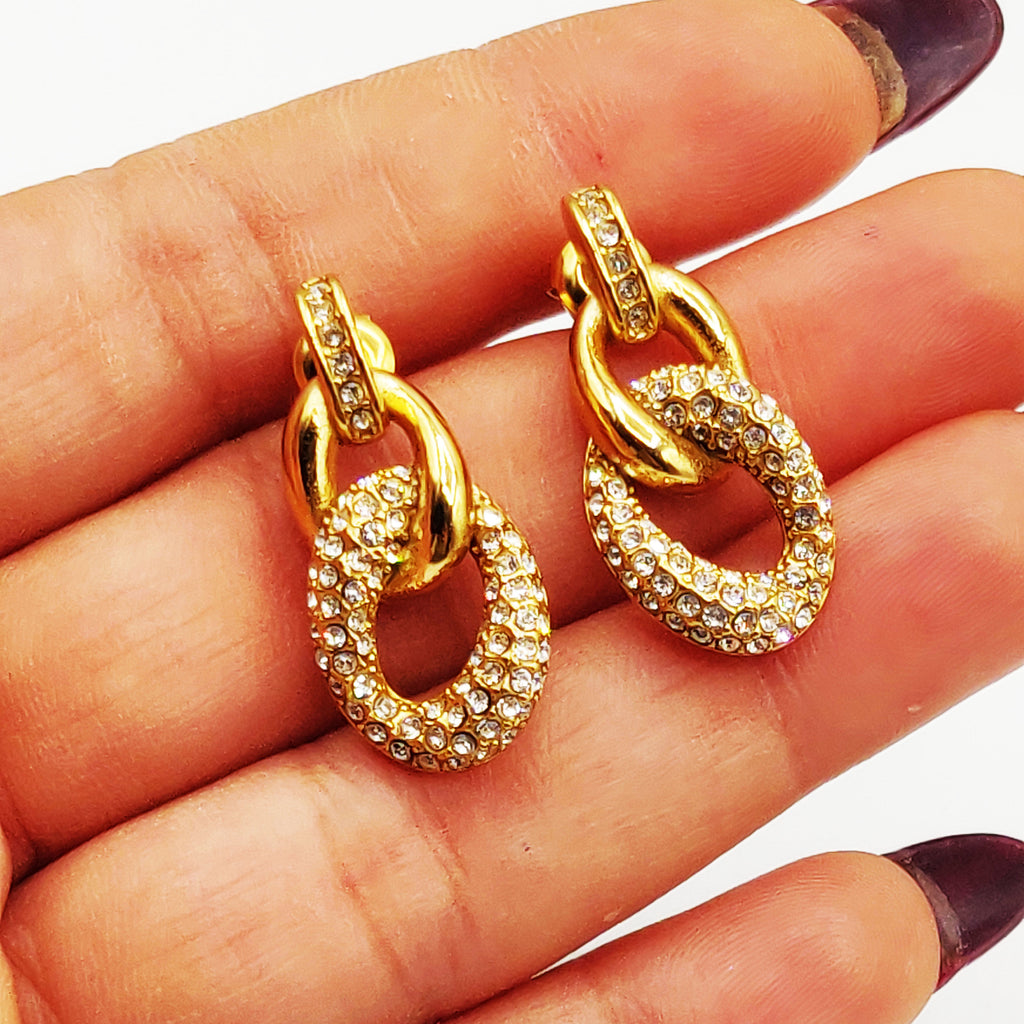 Boucles d'oreilles Tresse Maillon Cristaux