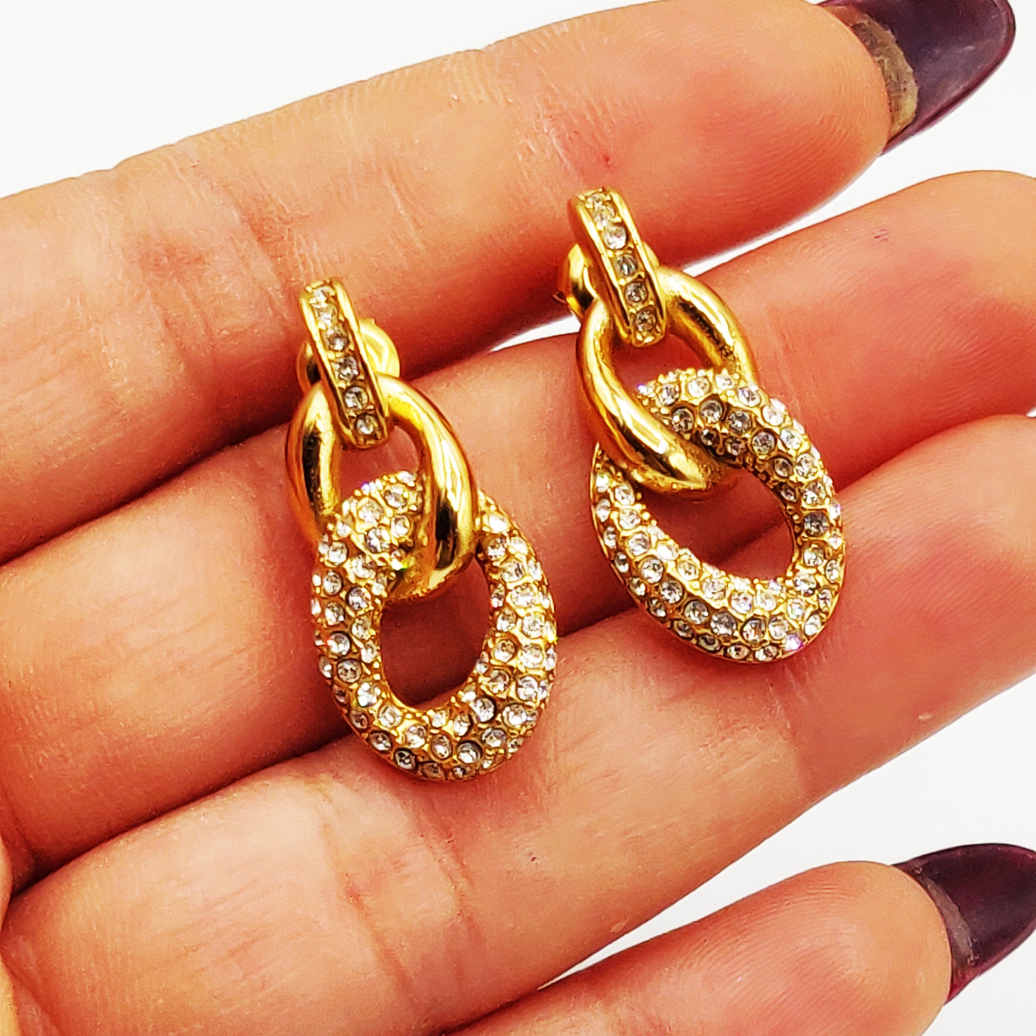 Boucles d'oreilles Tresse Maillon Cristaux