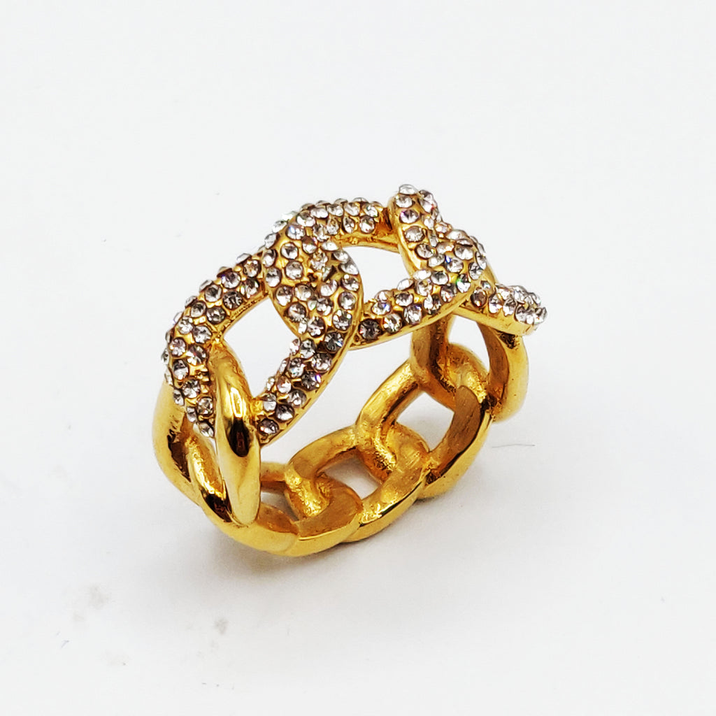 Bague Tresse Maillon Cristaux