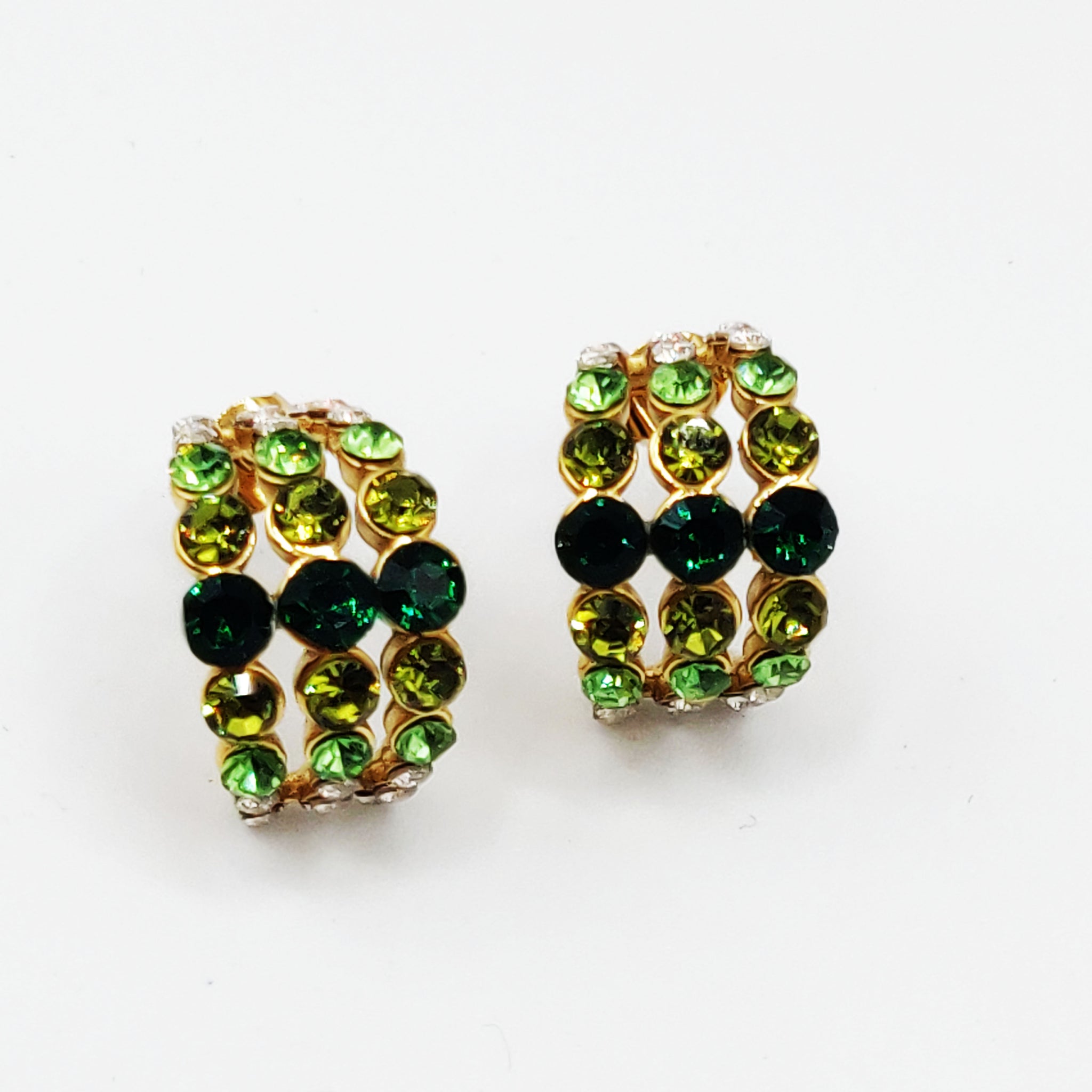 Boucles d'oreilles Multi Cristaux Nuances de Vert Luxe