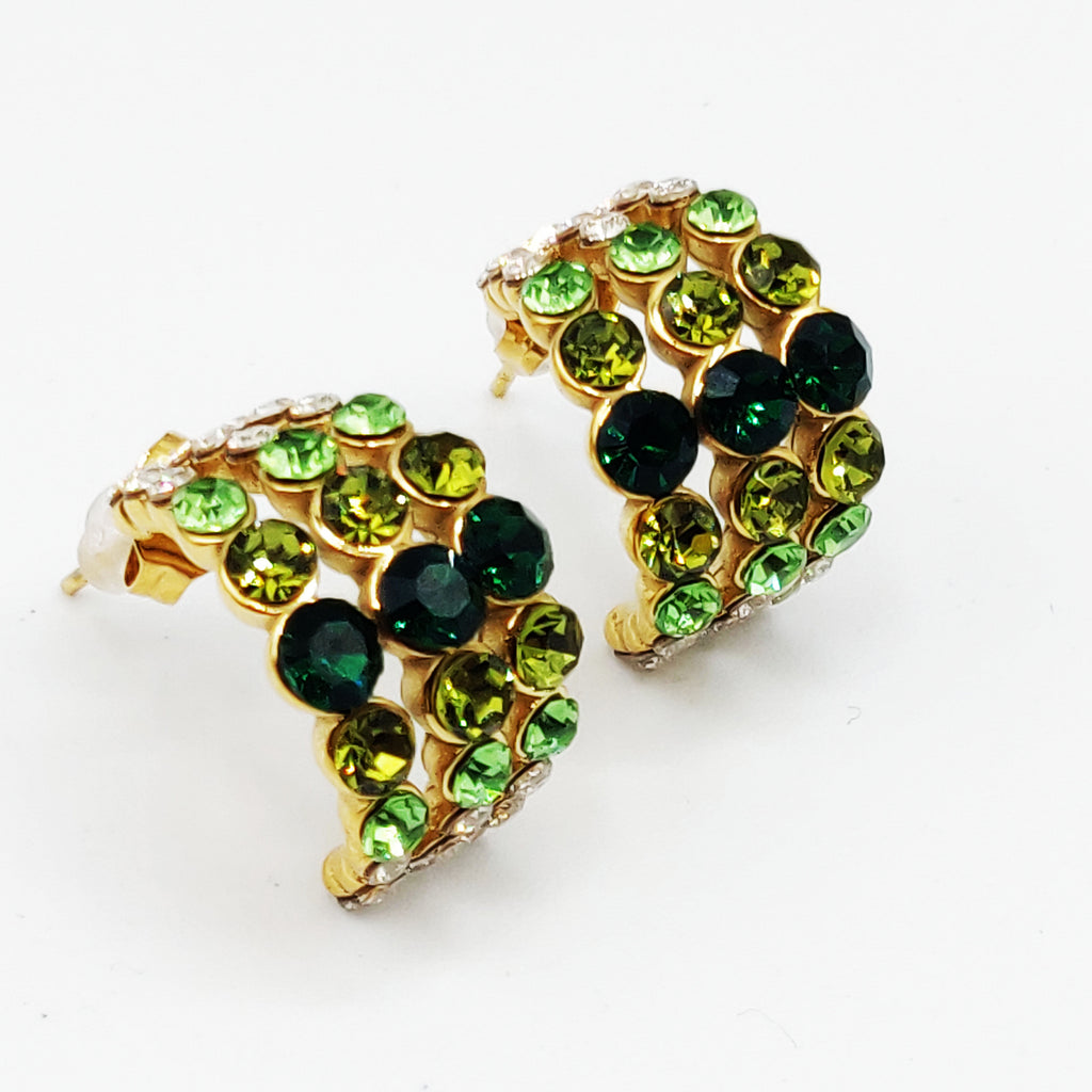 Boucles d'oreilles Multi Cristaux Nuances de Vert Luxe