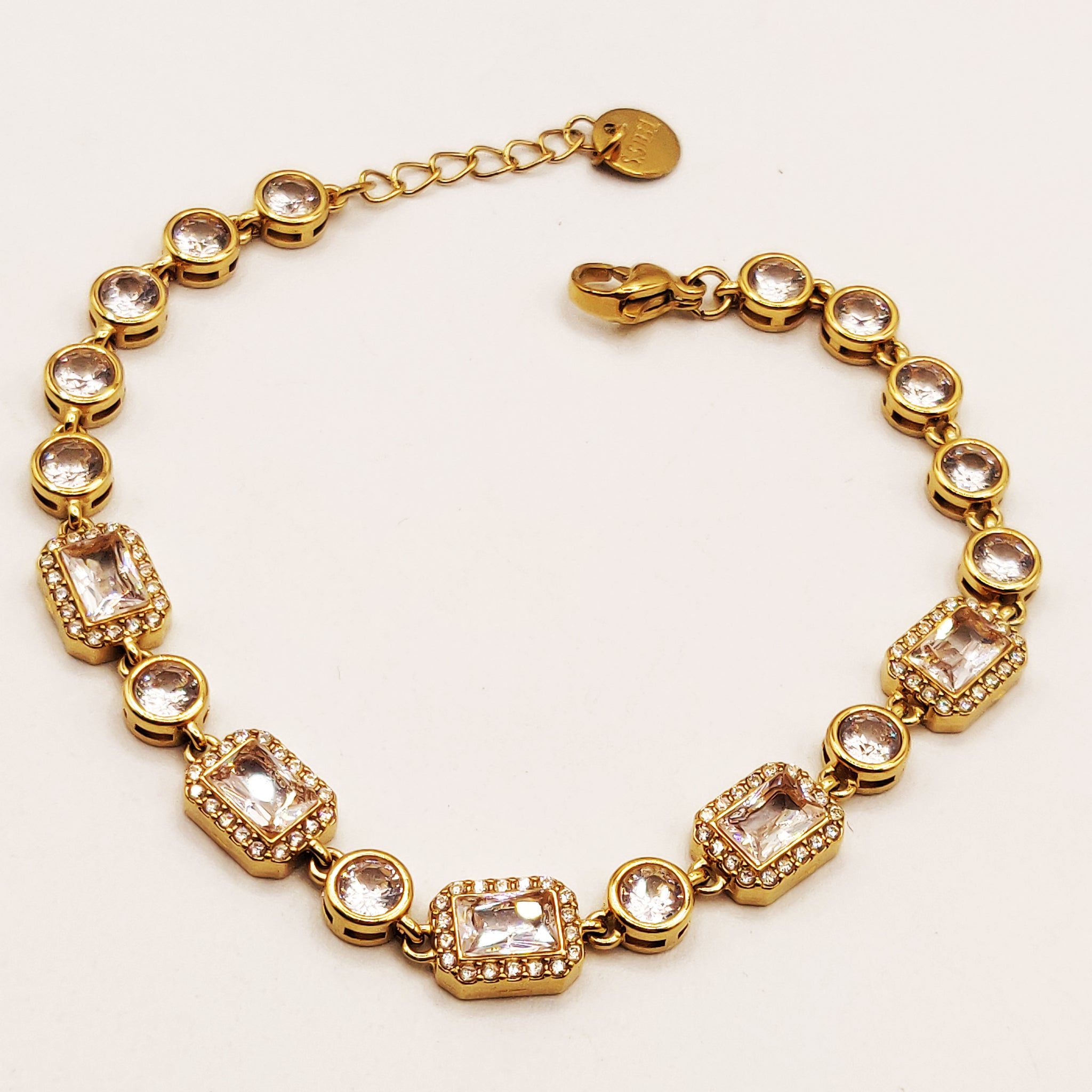 Bracelet Multi Rectangles Tours Cristaux et Cristaux Ronds Luxe