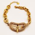 Bracelet Chaîne H Luxe Pendentif H Luxe Fashion Cristaux Luxe