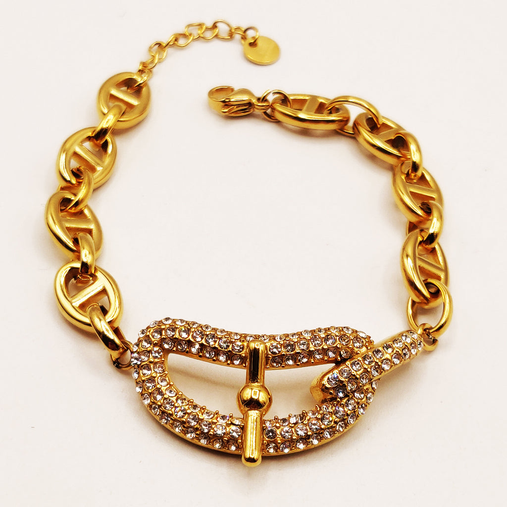 Bracelet Chaîne H Luxe Pendentif H Luxe Fashion Cristaux Luxe