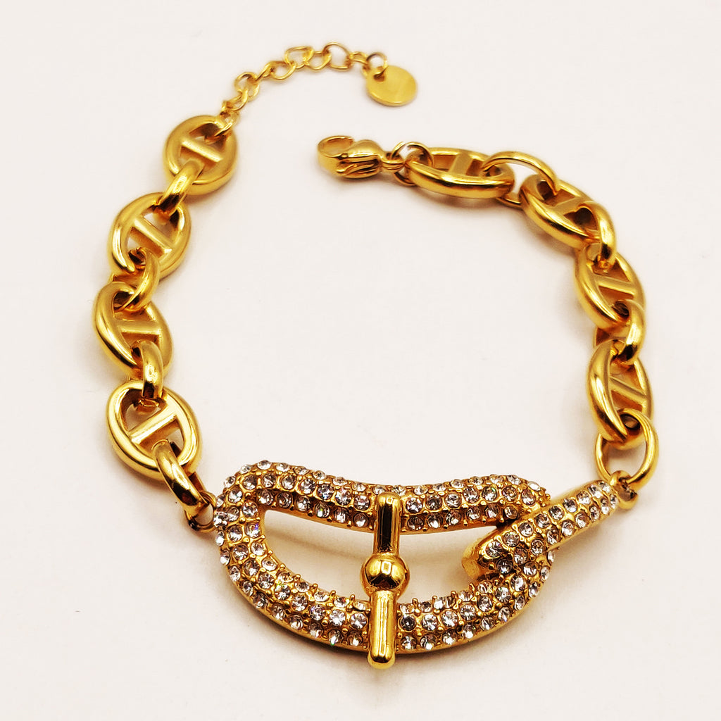 Bracelet Chaîne H Luxe Pendentif H Luxe Fashion Cristaux Luxe