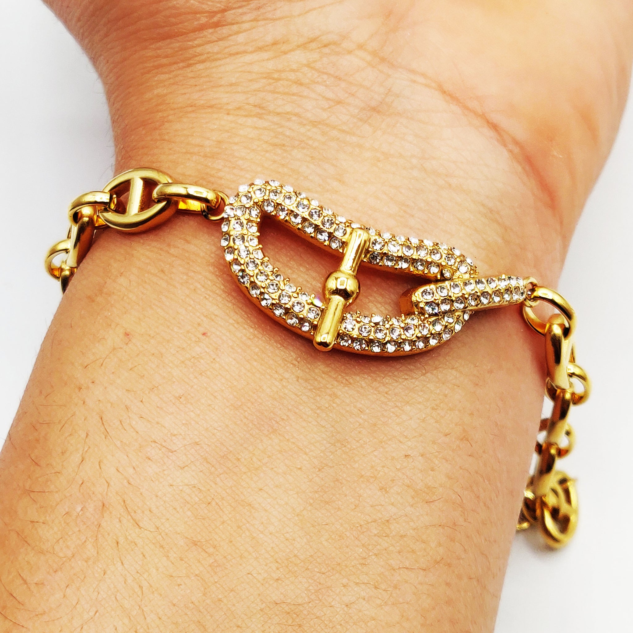 Bracelet Chaîne H Luxe Pendentif H Luxe Fashion Cristaux Luxe