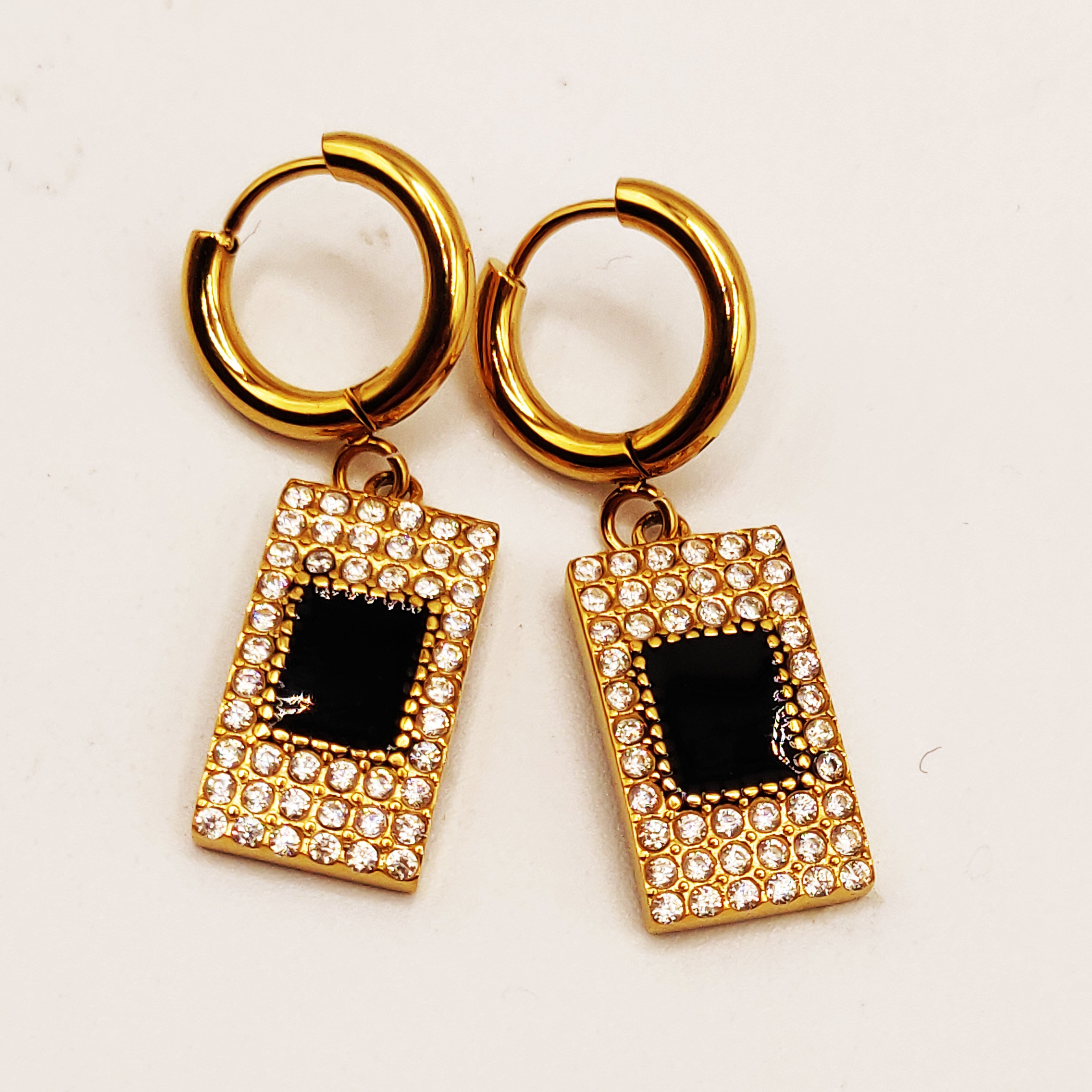 Boucles d'oreilles Chaîne Pendentif Monte Carlo Full Cristaux Luxe