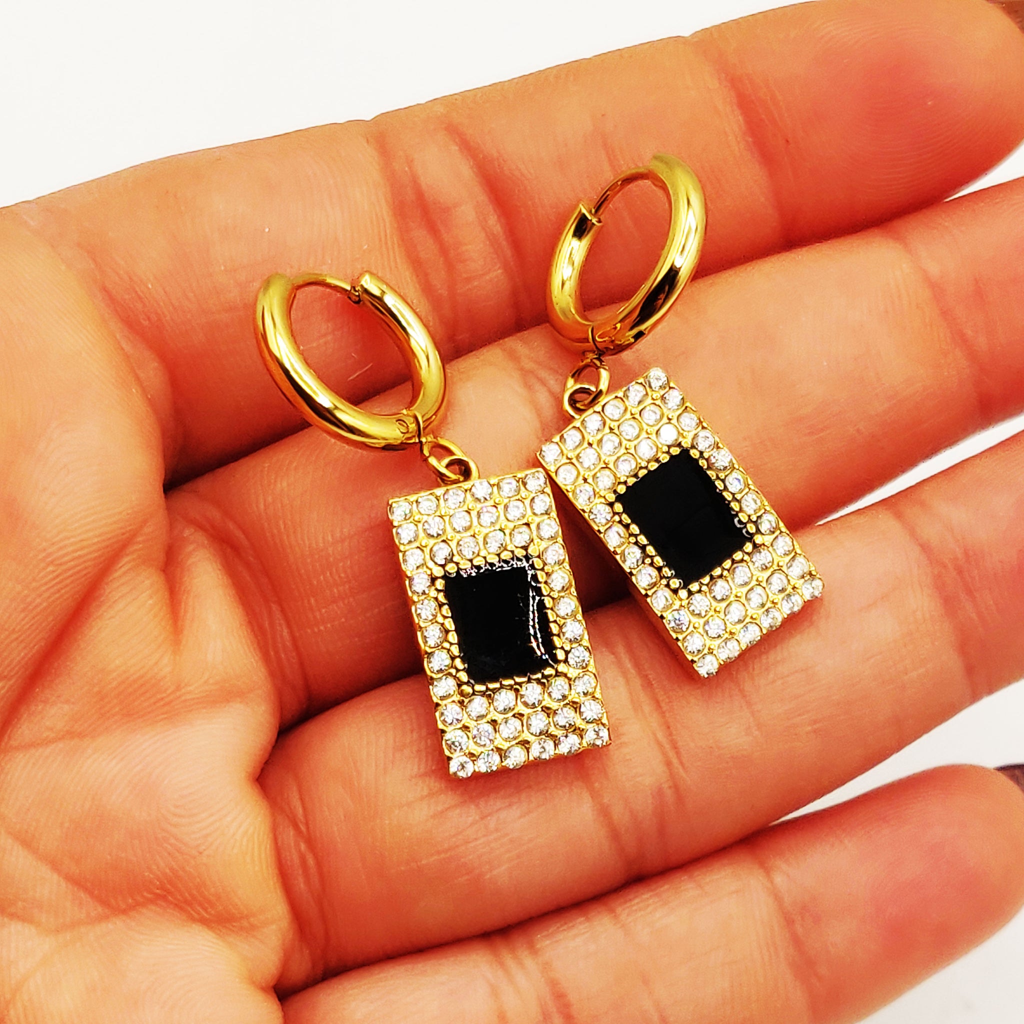 Boucles d'oreilles Chaîne Pendentif Monte Carlo Full Cristaux Luxe