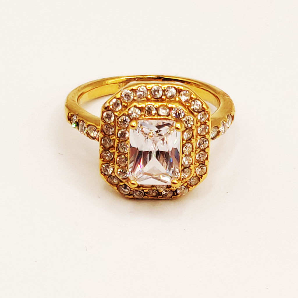 Bague Cristal Rectangle Tour Cristaux Luxe