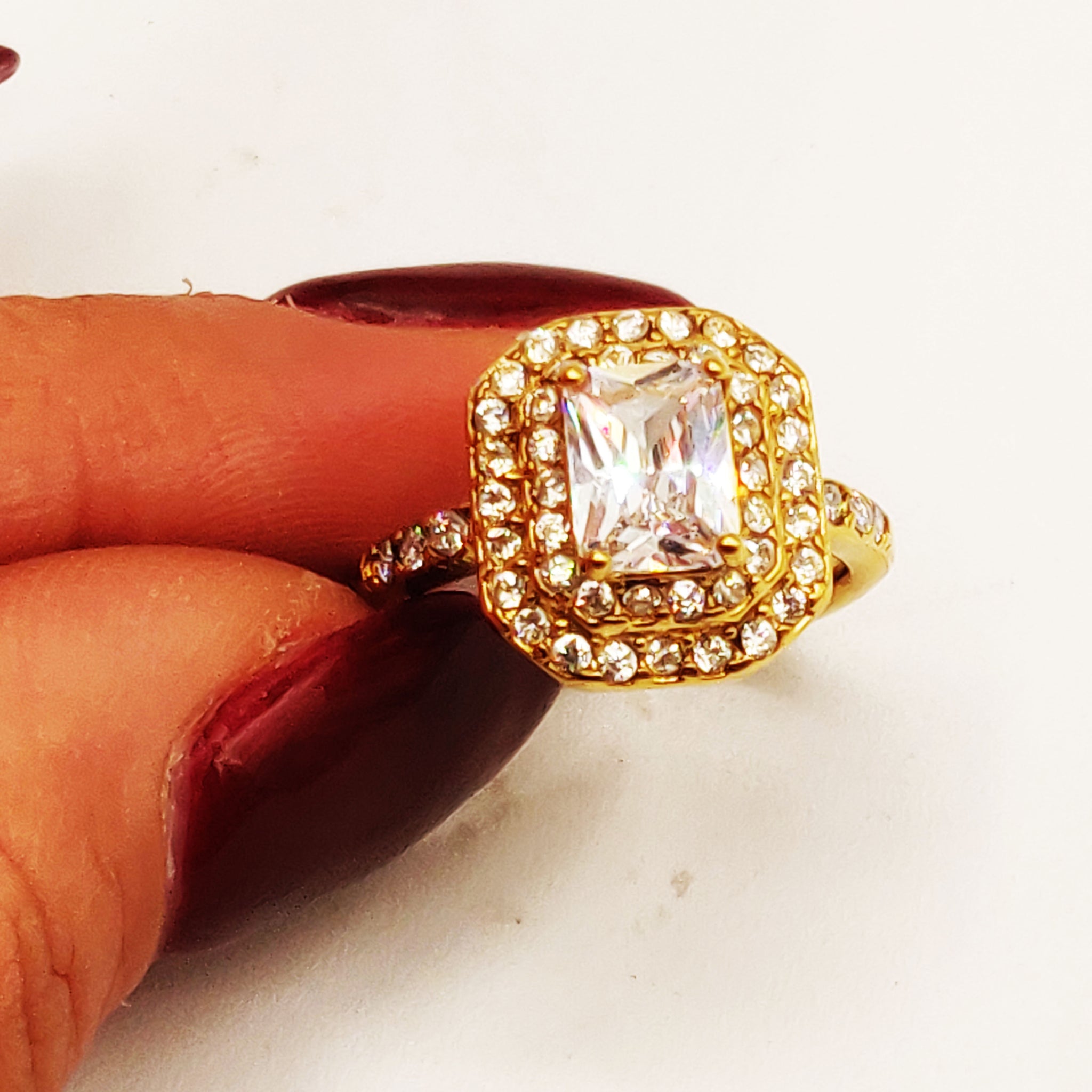 Bague Cristal Rectangle Tour Cristaux Luxe