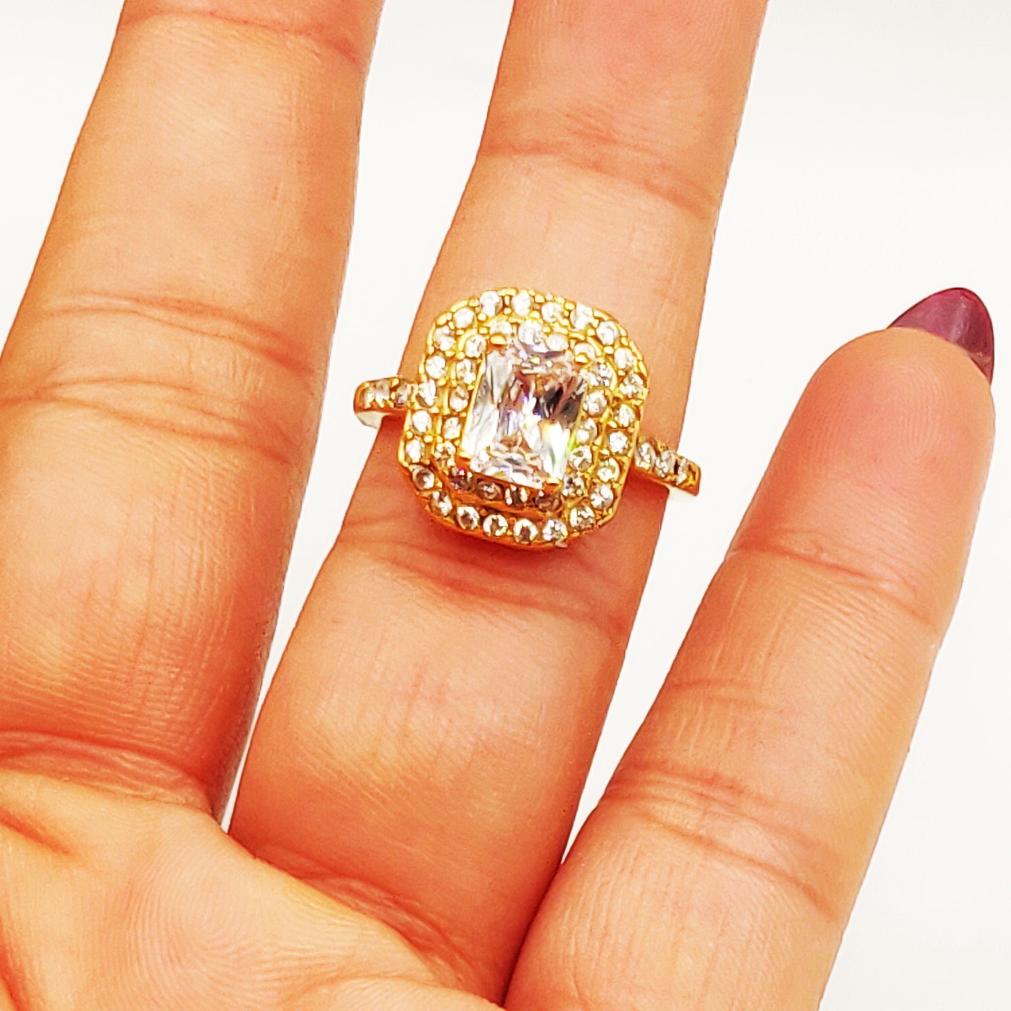 Bague Cristal Rectangle Tour Cristaux Luxe