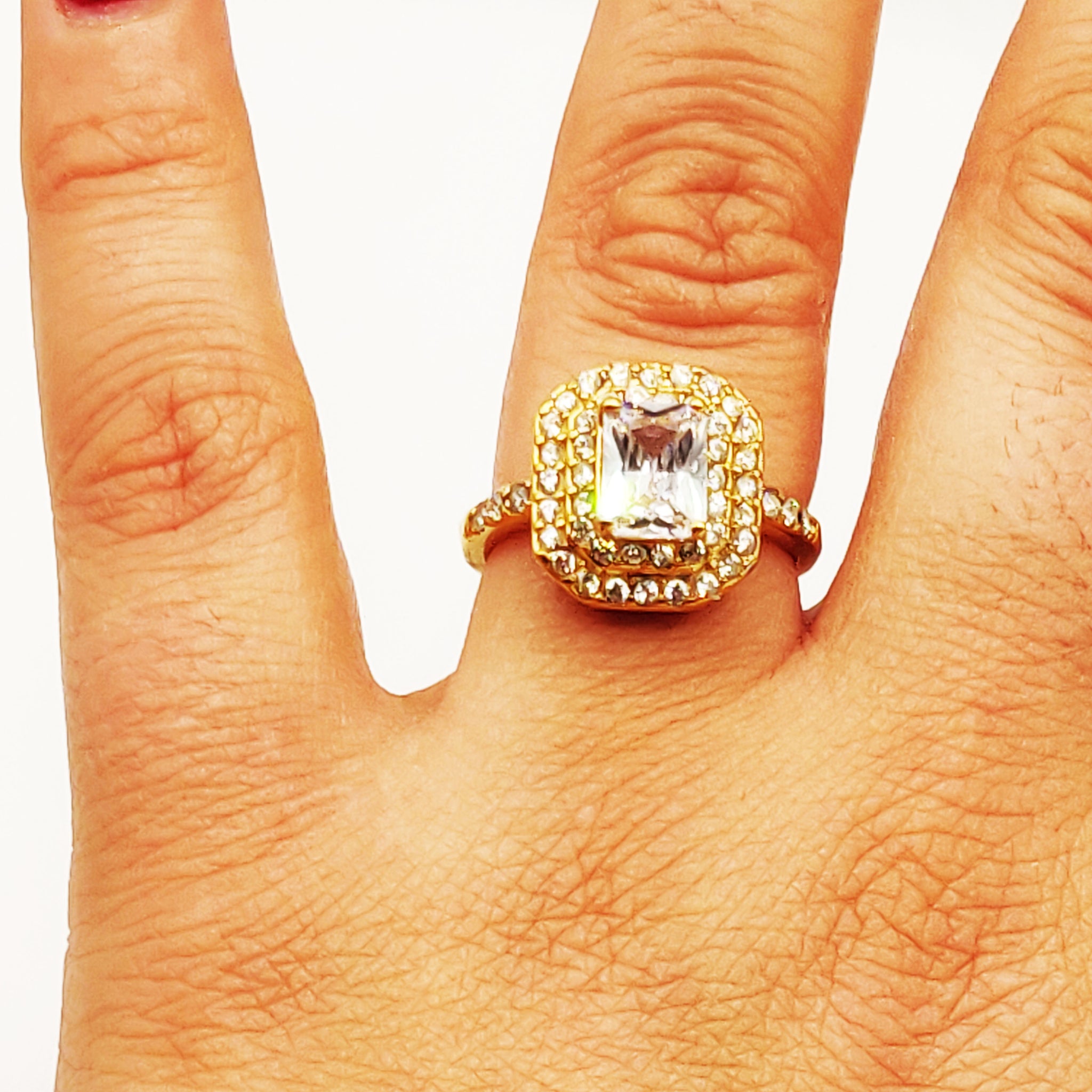 Bague Cristal Rectangle Tour Cristaux Luxe