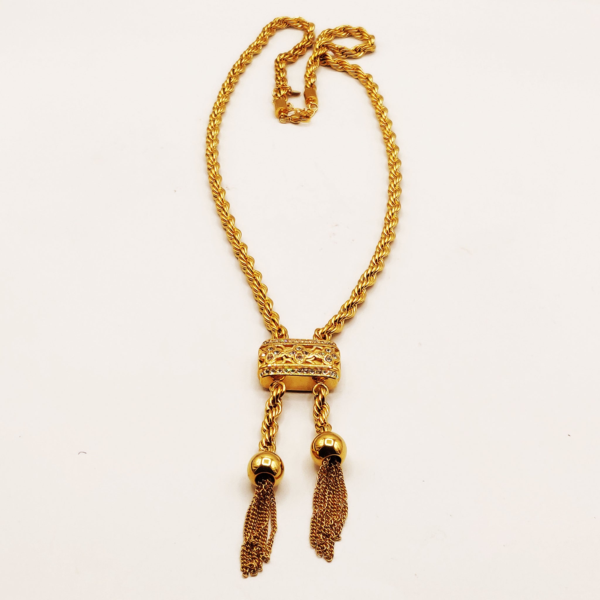 Collier / Sautoir Torsade Pendentif Trèfles Incrustés Luxe