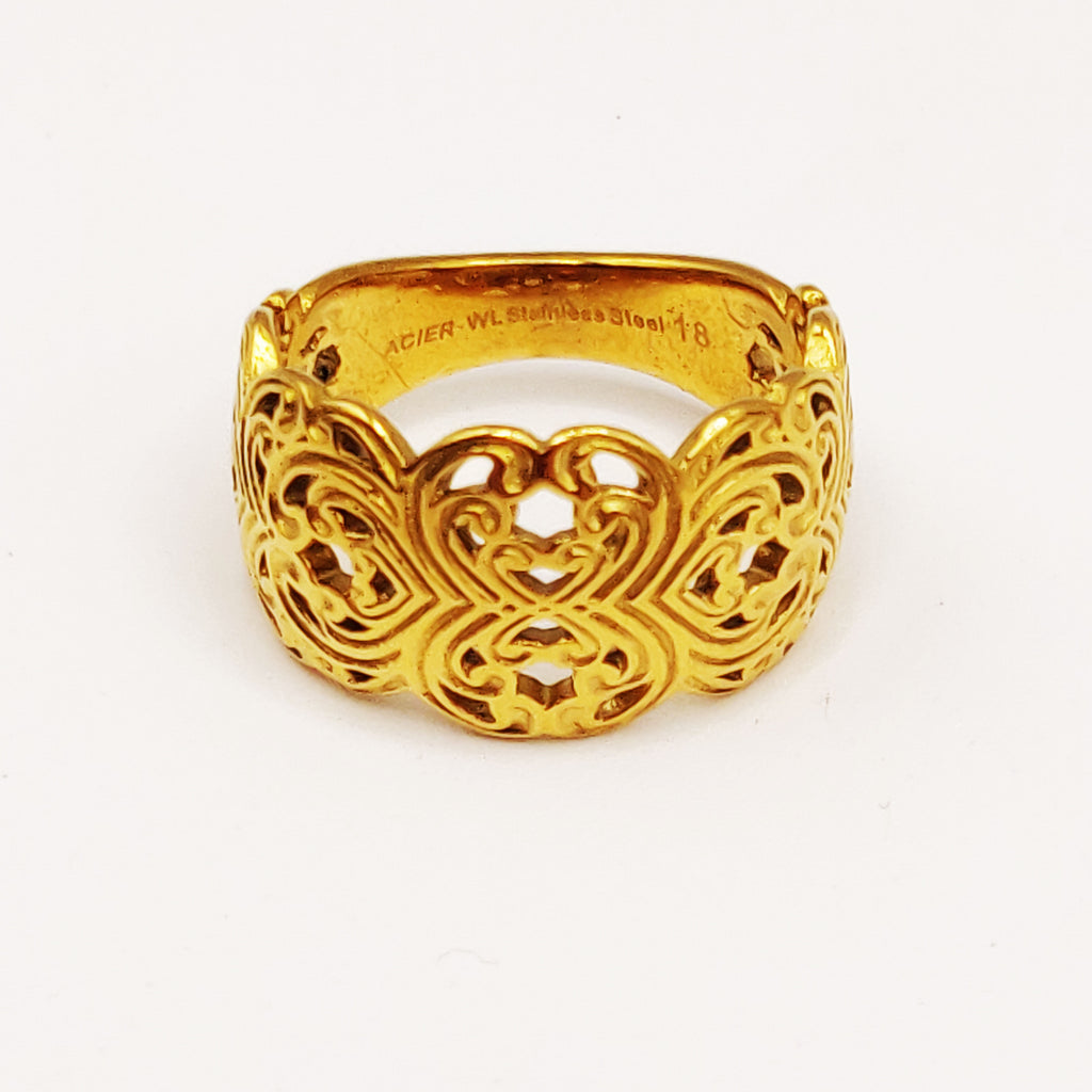 Bague Motifs Coeurs Orientaux Plats Luxe