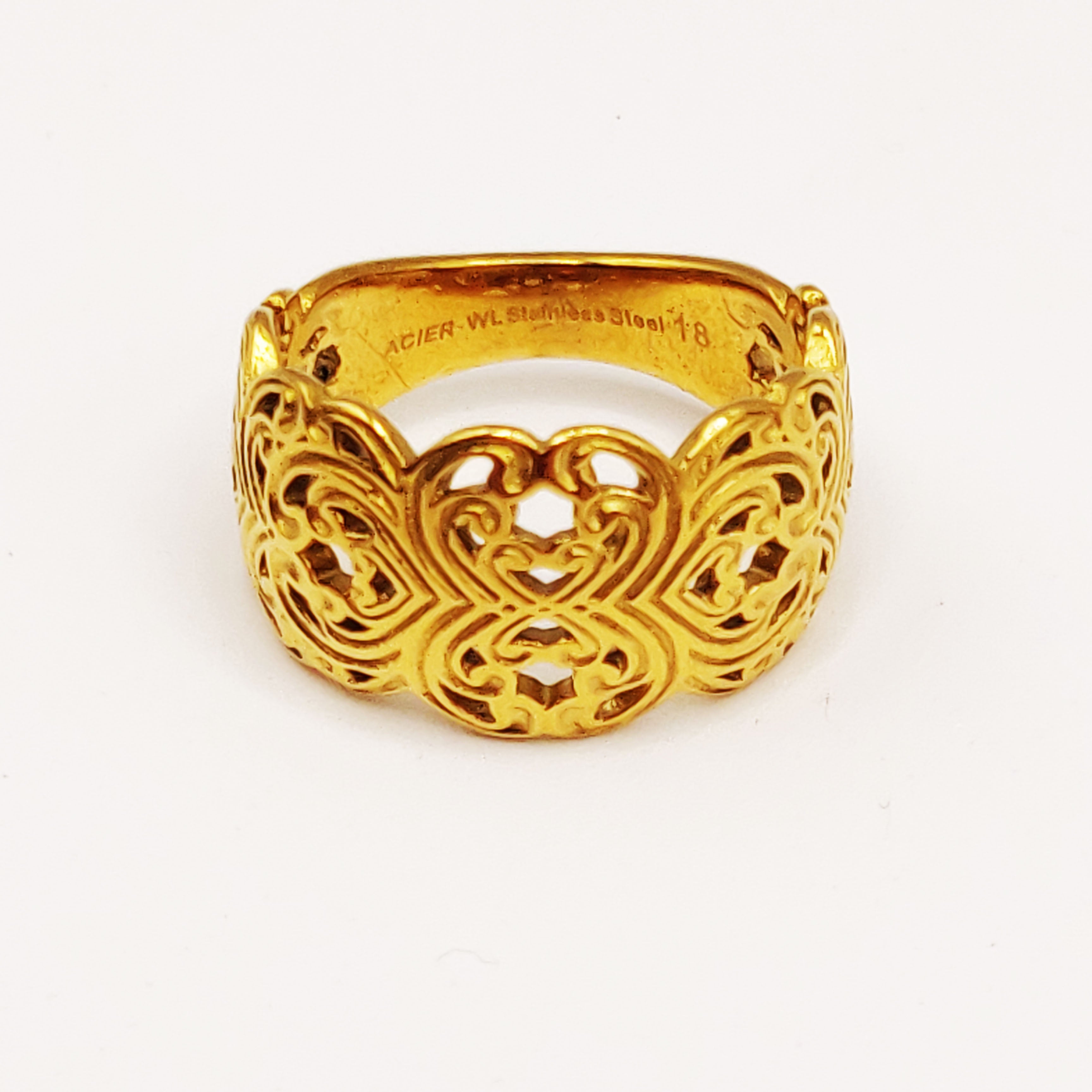 Bague Motifs Coeurs Orientaux Plats Luxe