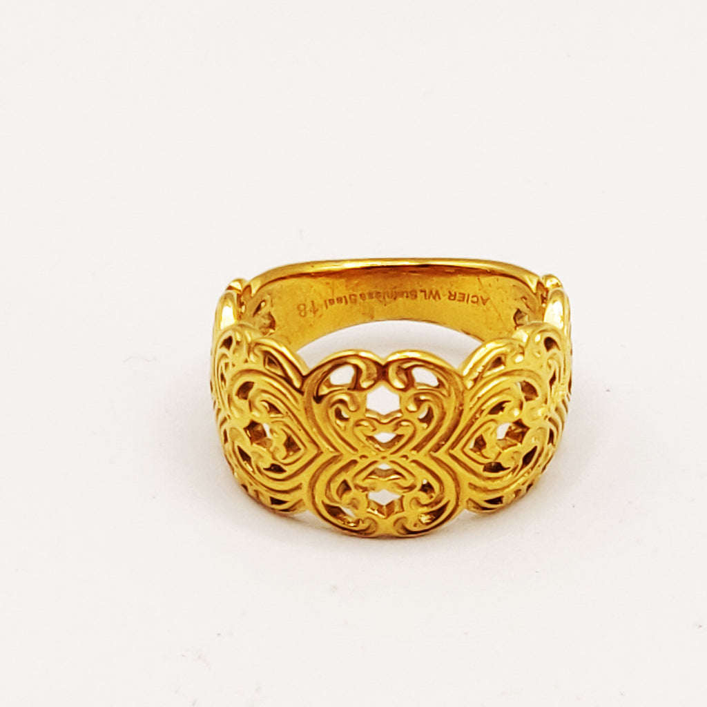 Bague Motifs Coeurs Orientaux Plats Luxe