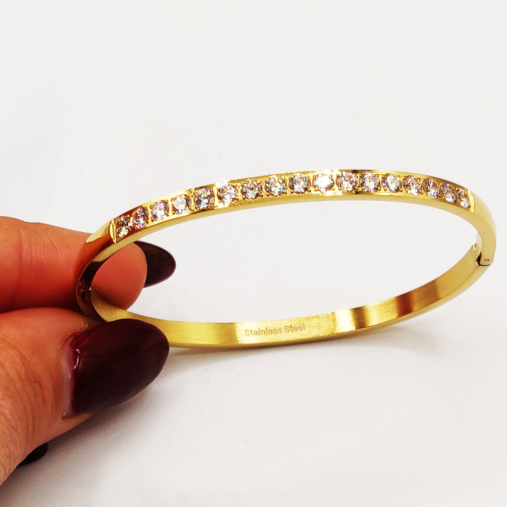 Bracelet Rigide Ligne Cristaux Luxe