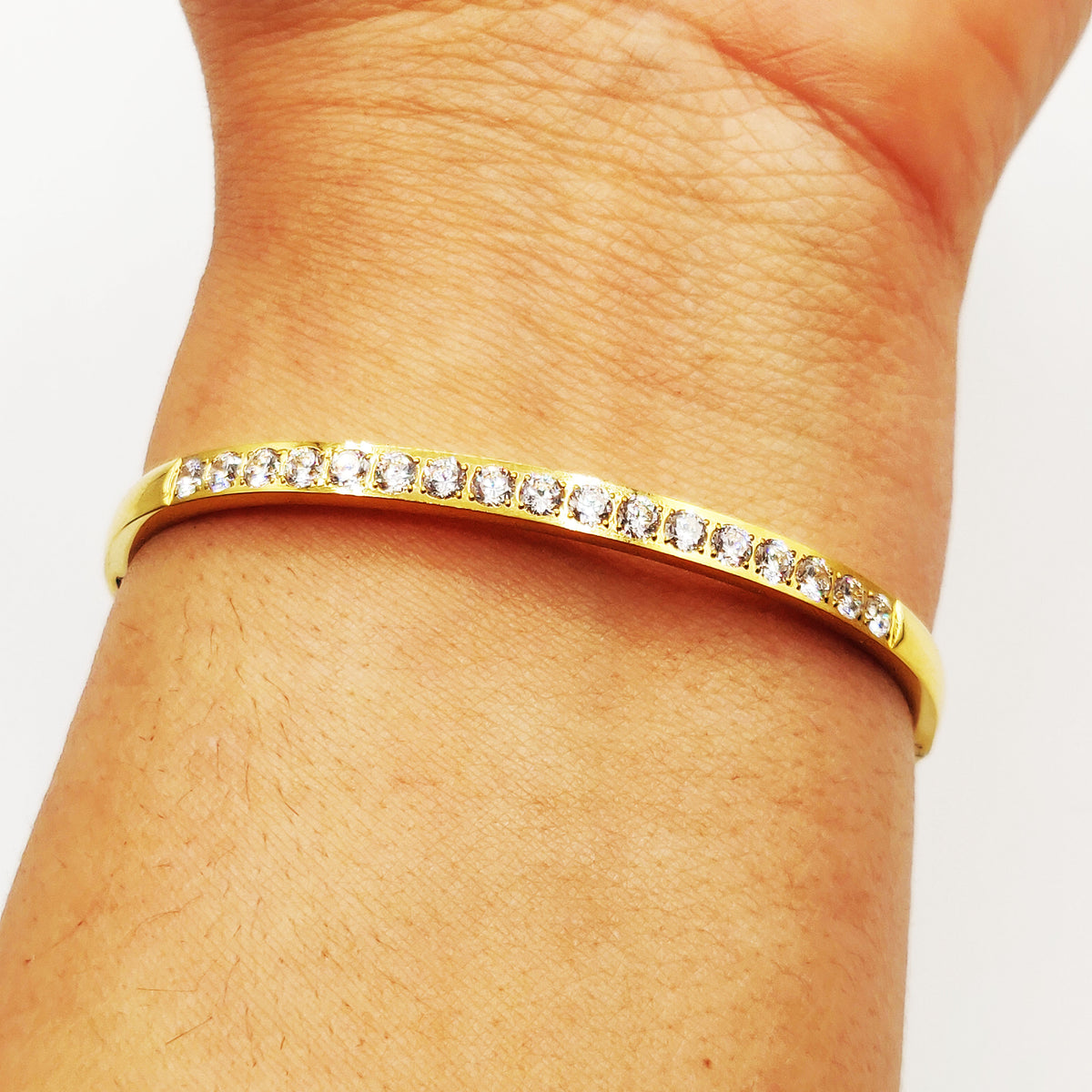 Bracelet Rigide Ligne Cristaux Luxe