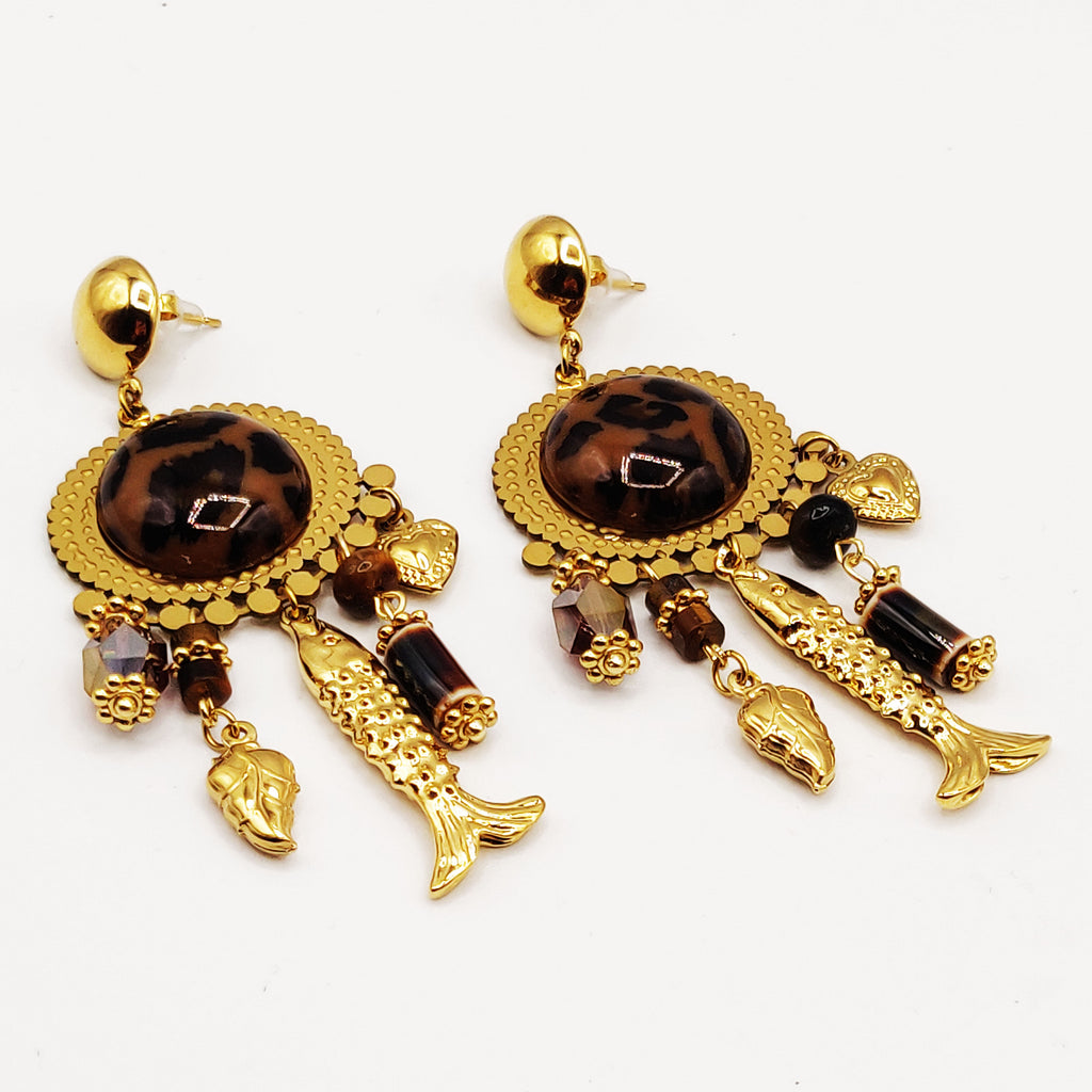 Boucles d'oreilles Vintage Multi Pendentifs Luxe