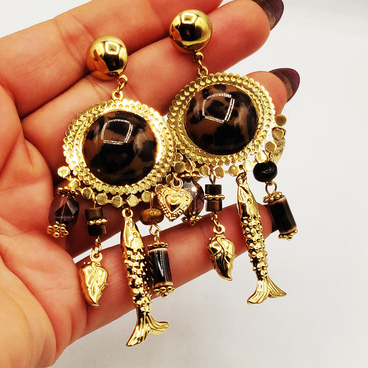 Boucles d'oreilles Vintage Multi Pendentifs Luxe