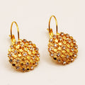 Boucles d'oreilles Rond Hexagones Dorés et Cristaux Luxe