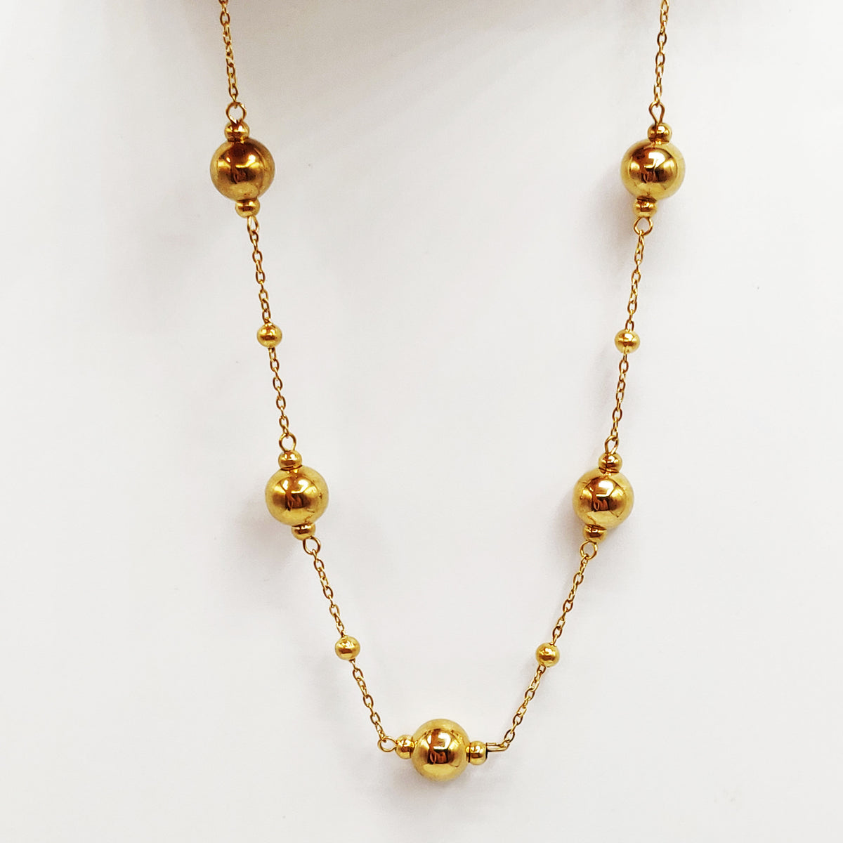Collier Boules Dorées Grosses et Petites Luxe