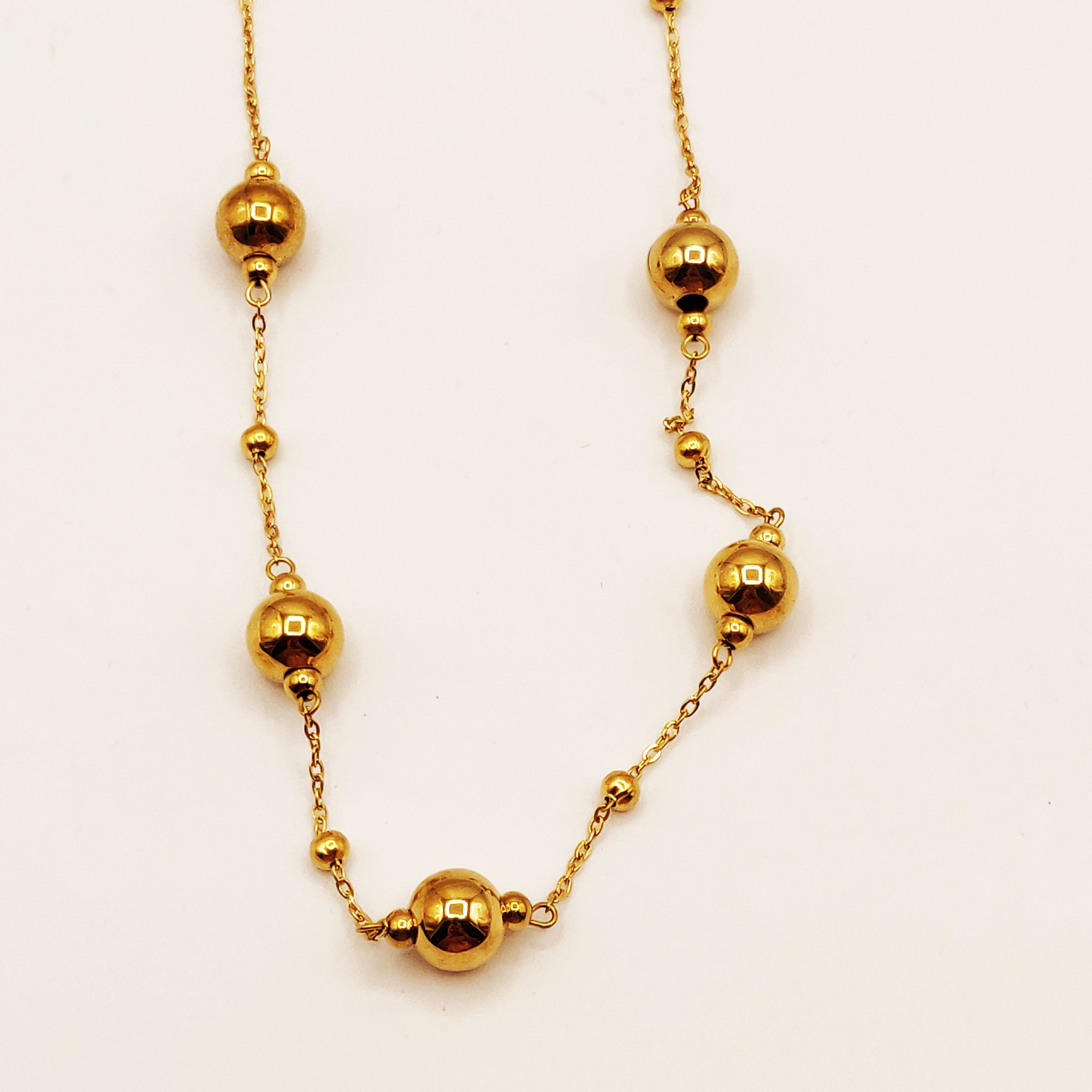 Collier Boules Dorées Grosses et Petites Luxe